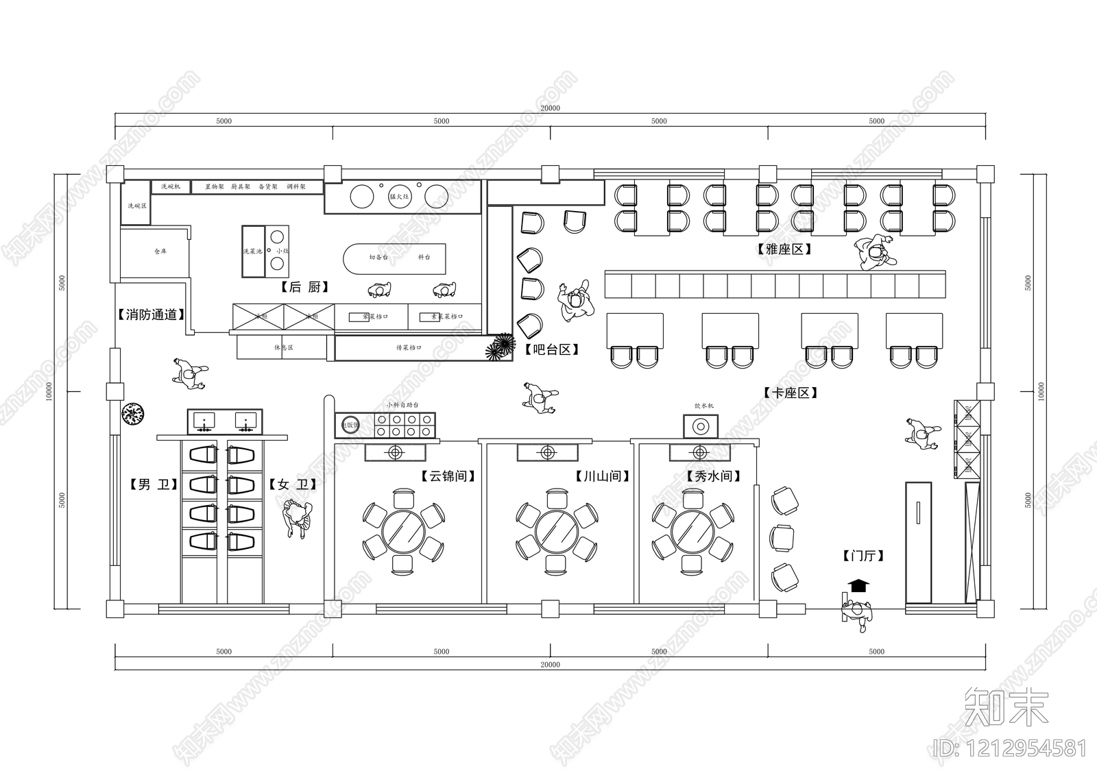 现代中餐厅施工图下载【ID:1212954581】