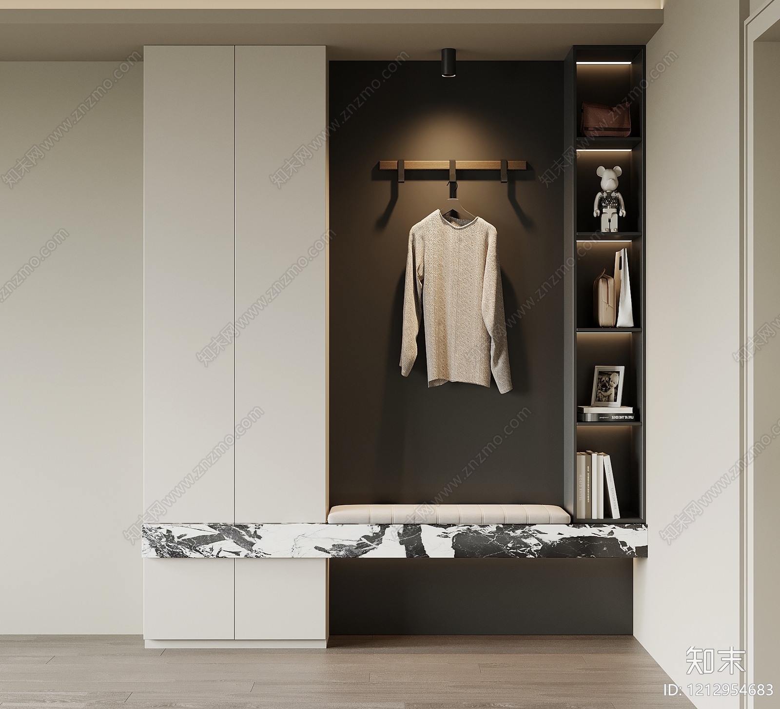 现代简约鞋柜3D模型下载【ID:1212954683】