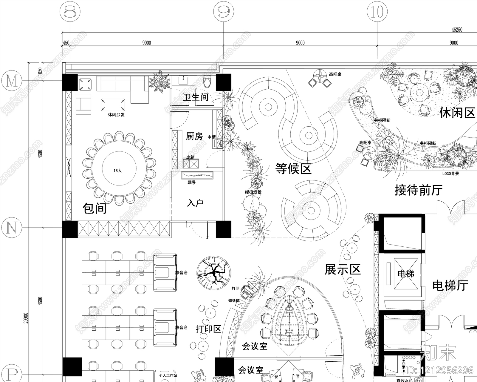 其他办公空间cad施工图下载【ID:1212956296】