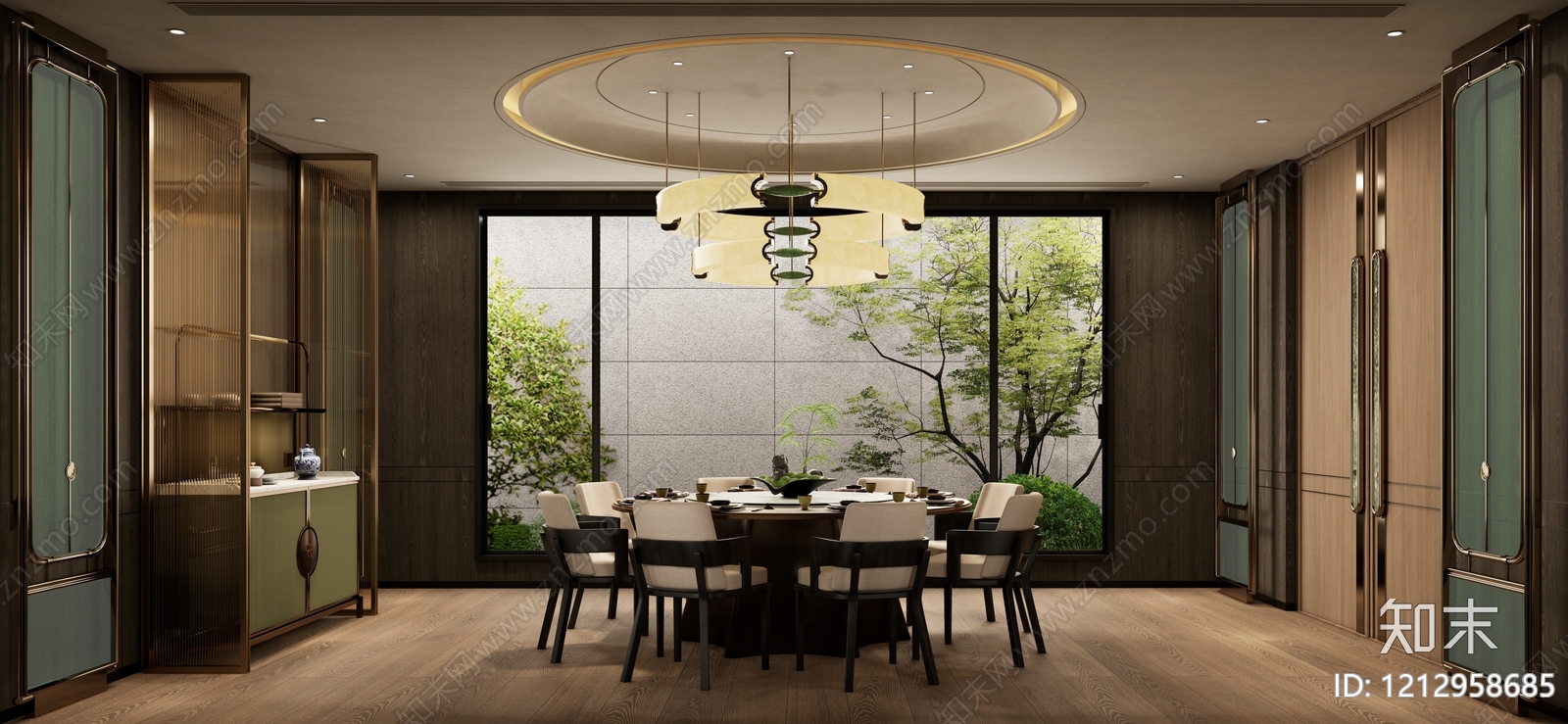 新中式包厢SU模型下载【ID:1212958685】
