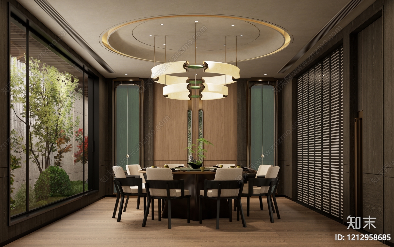 新中式包厢SU模型下载【ID:1212958685】
