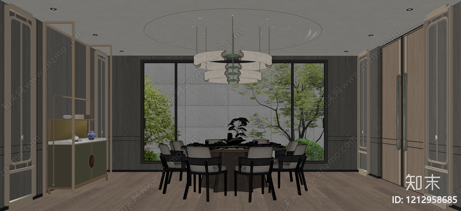 新中式包厢SU模型下载【ID:1212958685】