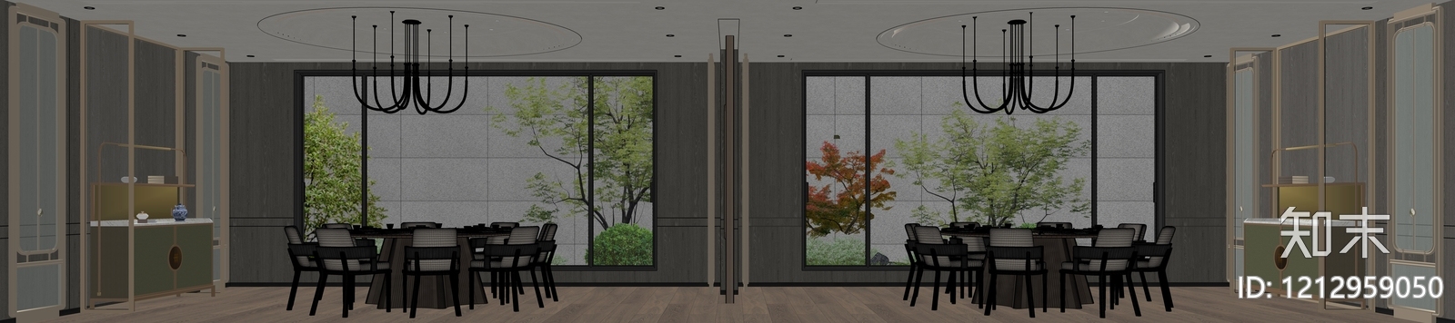 新中式包厢SU模型下载【ID:1212959050】