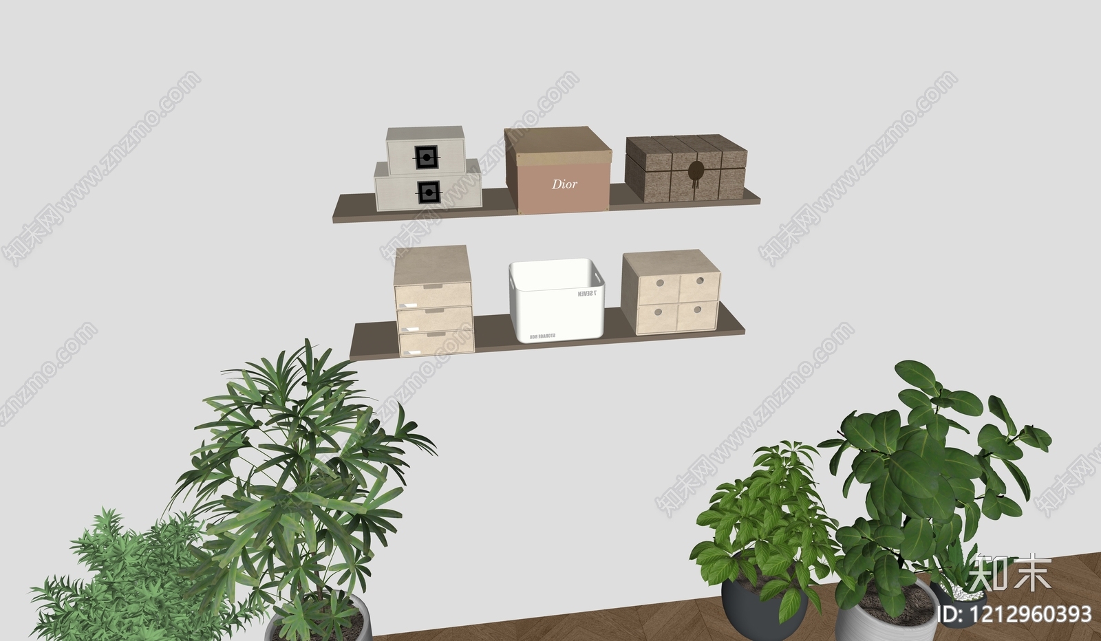 现代摆件组合SU模型下载【ID:1212960393】