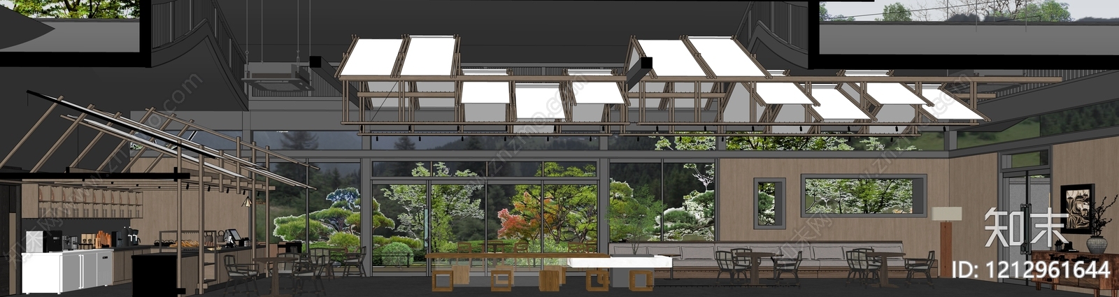 新中式咖啡厅SU模型下载【ID:1212961644】