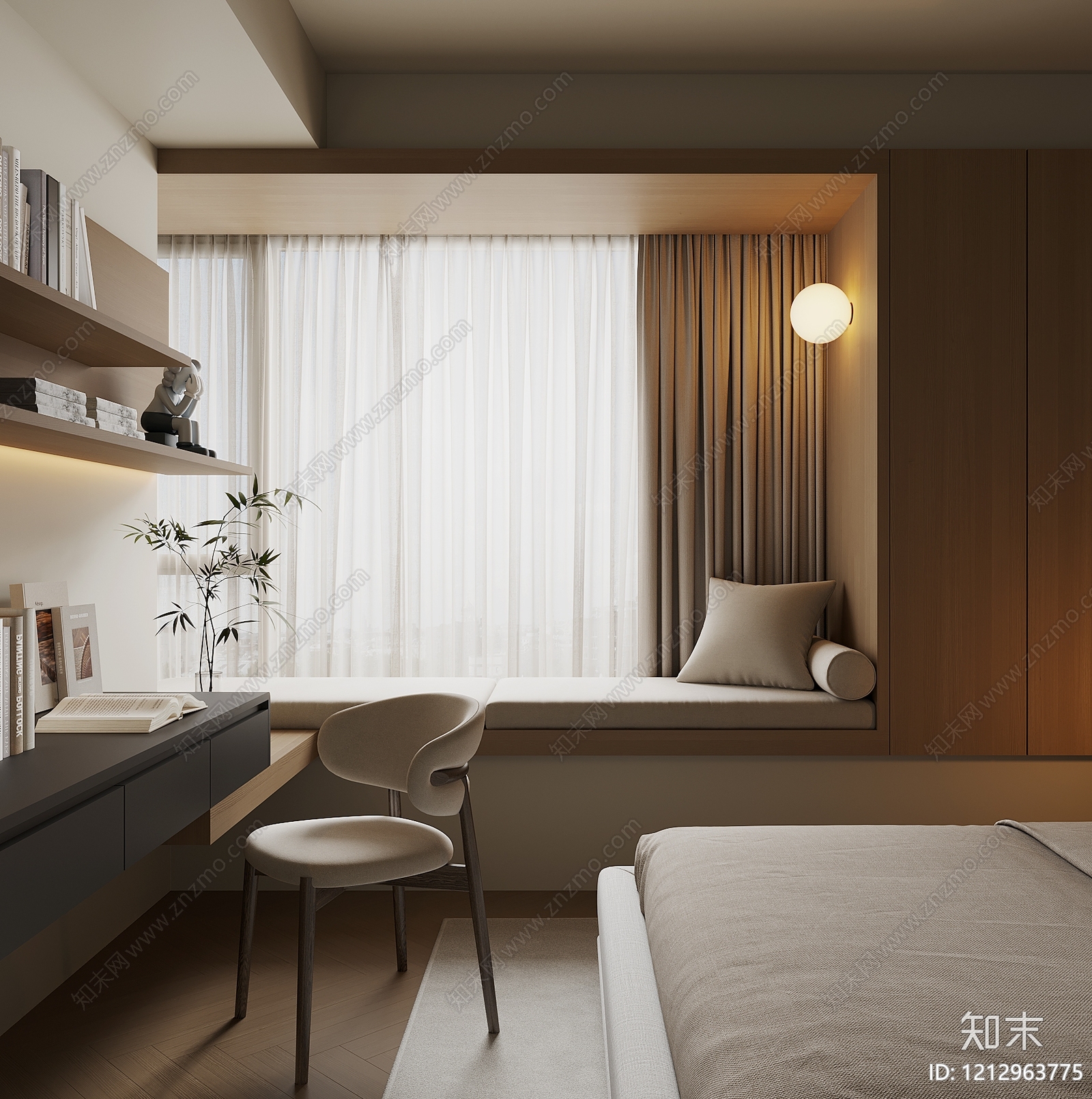 原木风书桌SU模型下载【ID:1212963775】