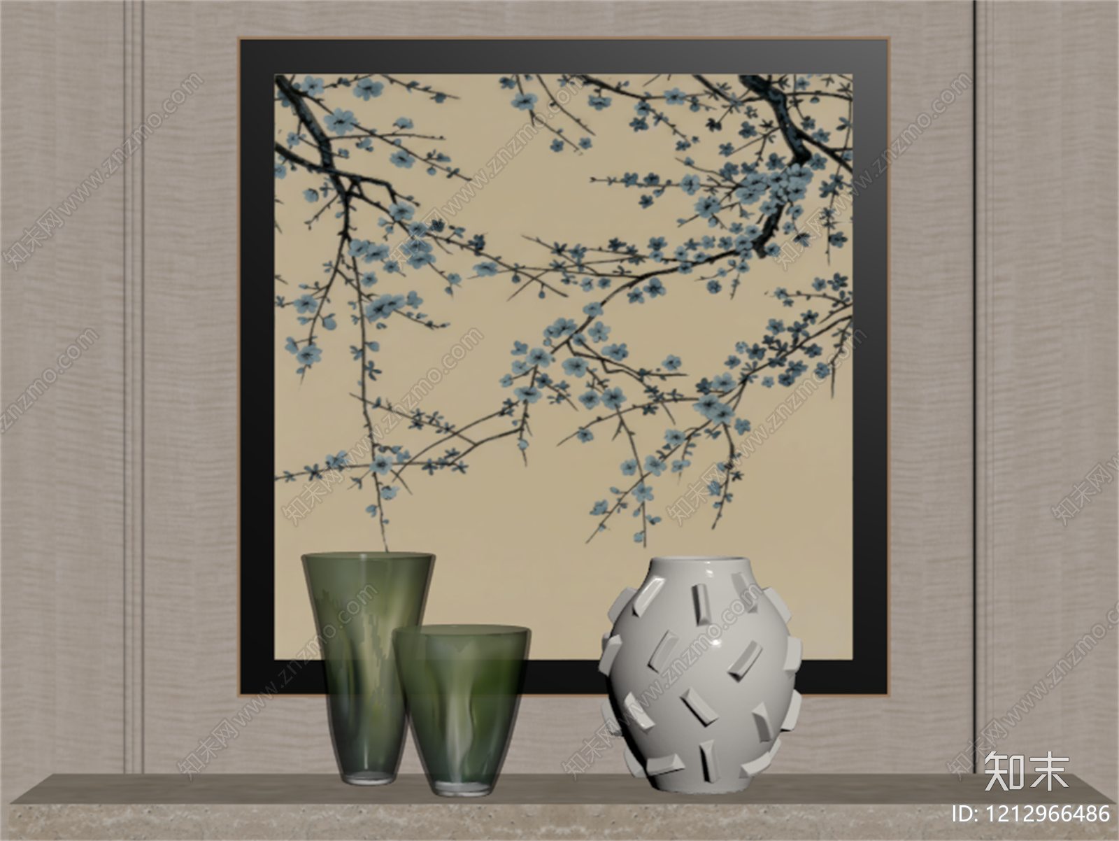 新中式摆件组合3D模型下载【ID:1212966486】