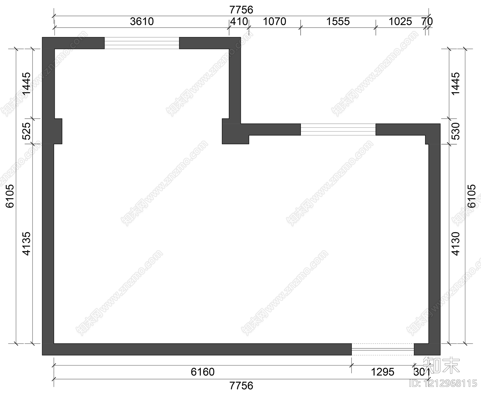 现代独立办公室cad施工图下载【ID:1212968115】