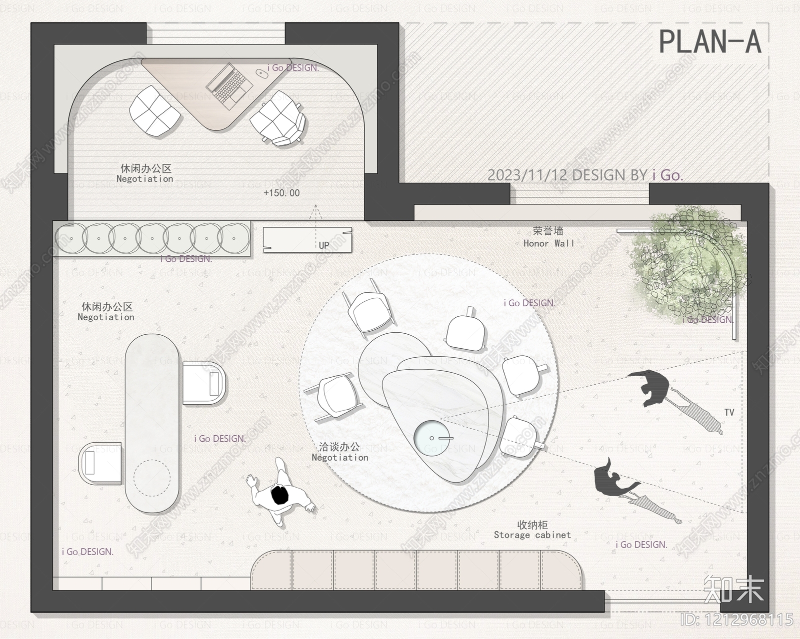 现代独立办公室施工图下载【ID:1212968115】