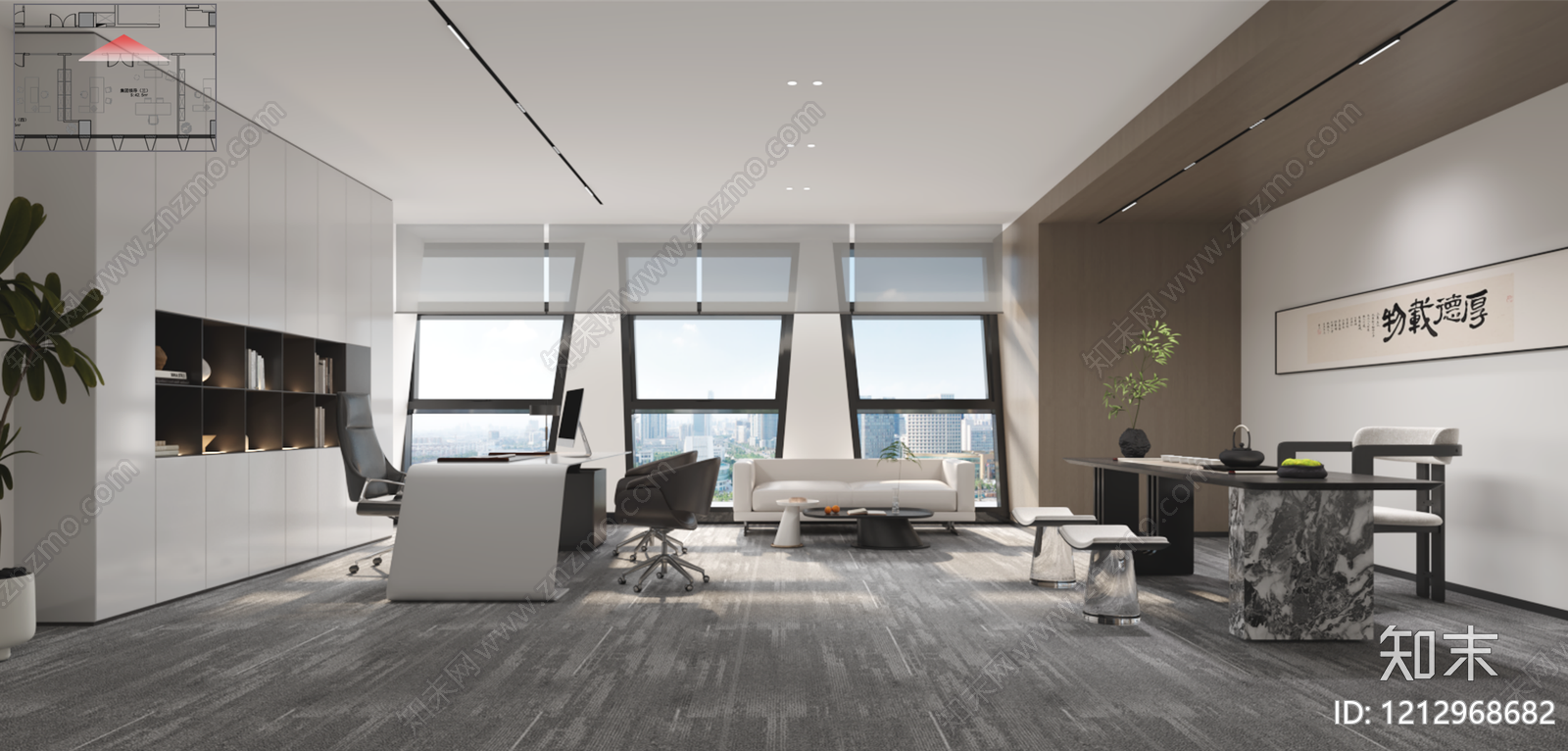 现代整体办公空间施工图下载【ID:1212968682】