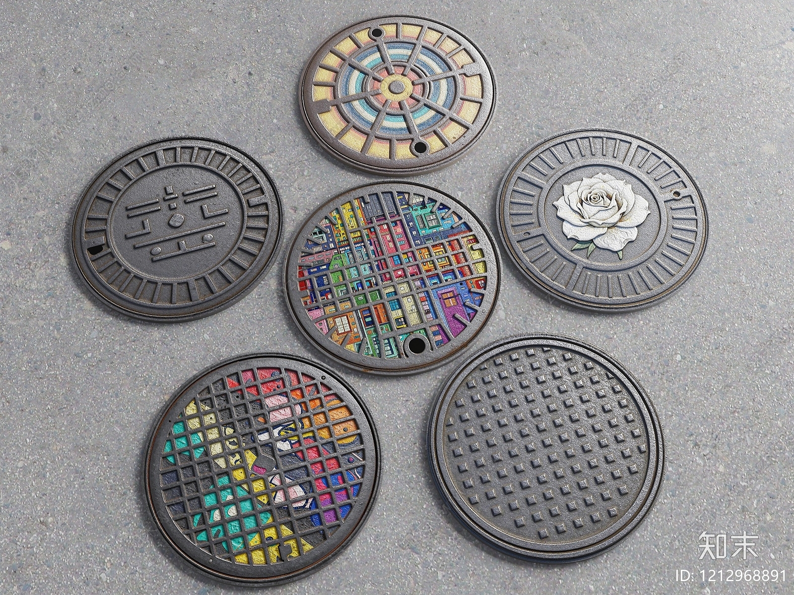 艺术井盖设计其他局部构件3D模型下载【ID:1212968891】