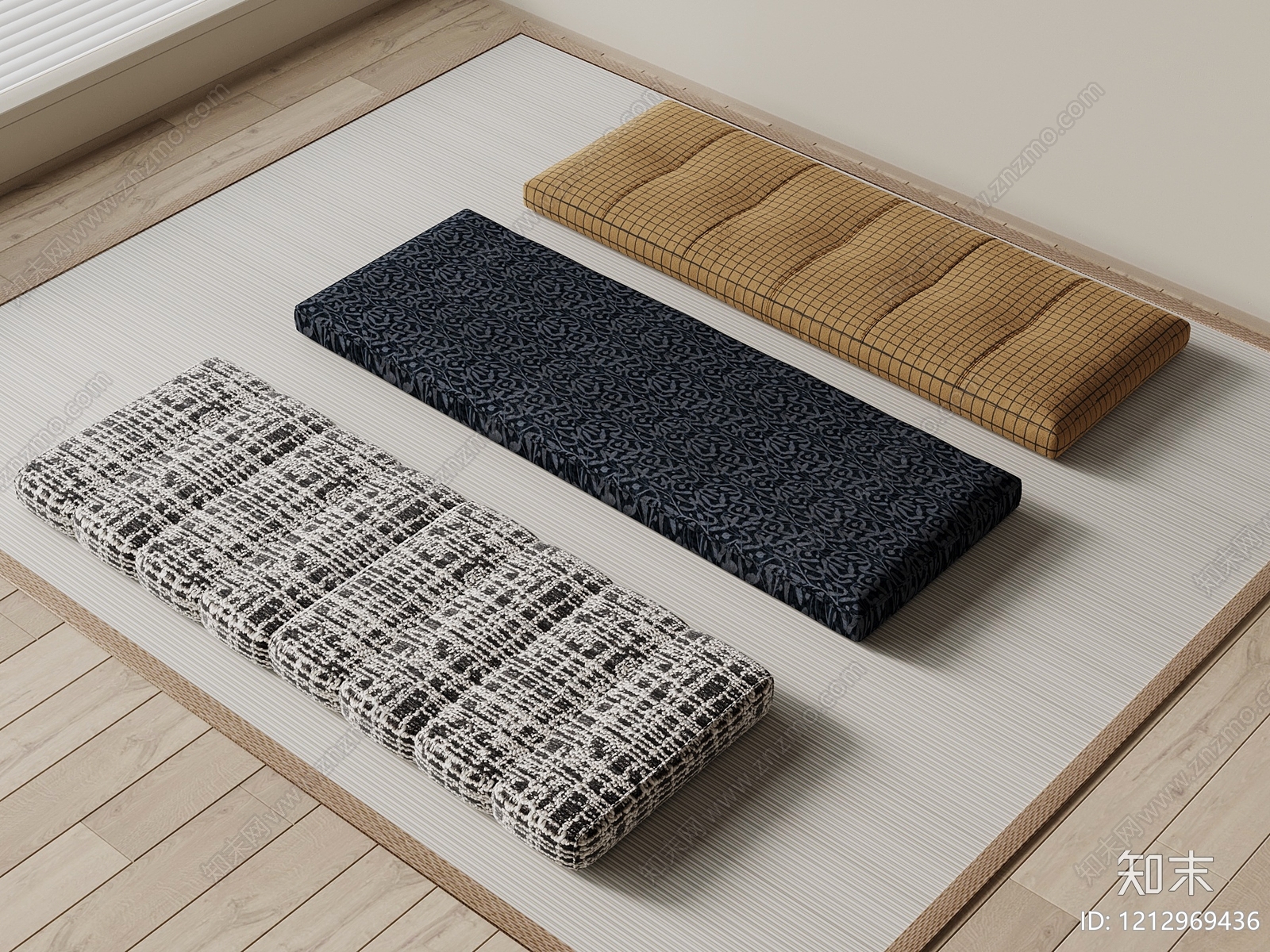 日式沙发床3D模型下载【ID:1212969436】