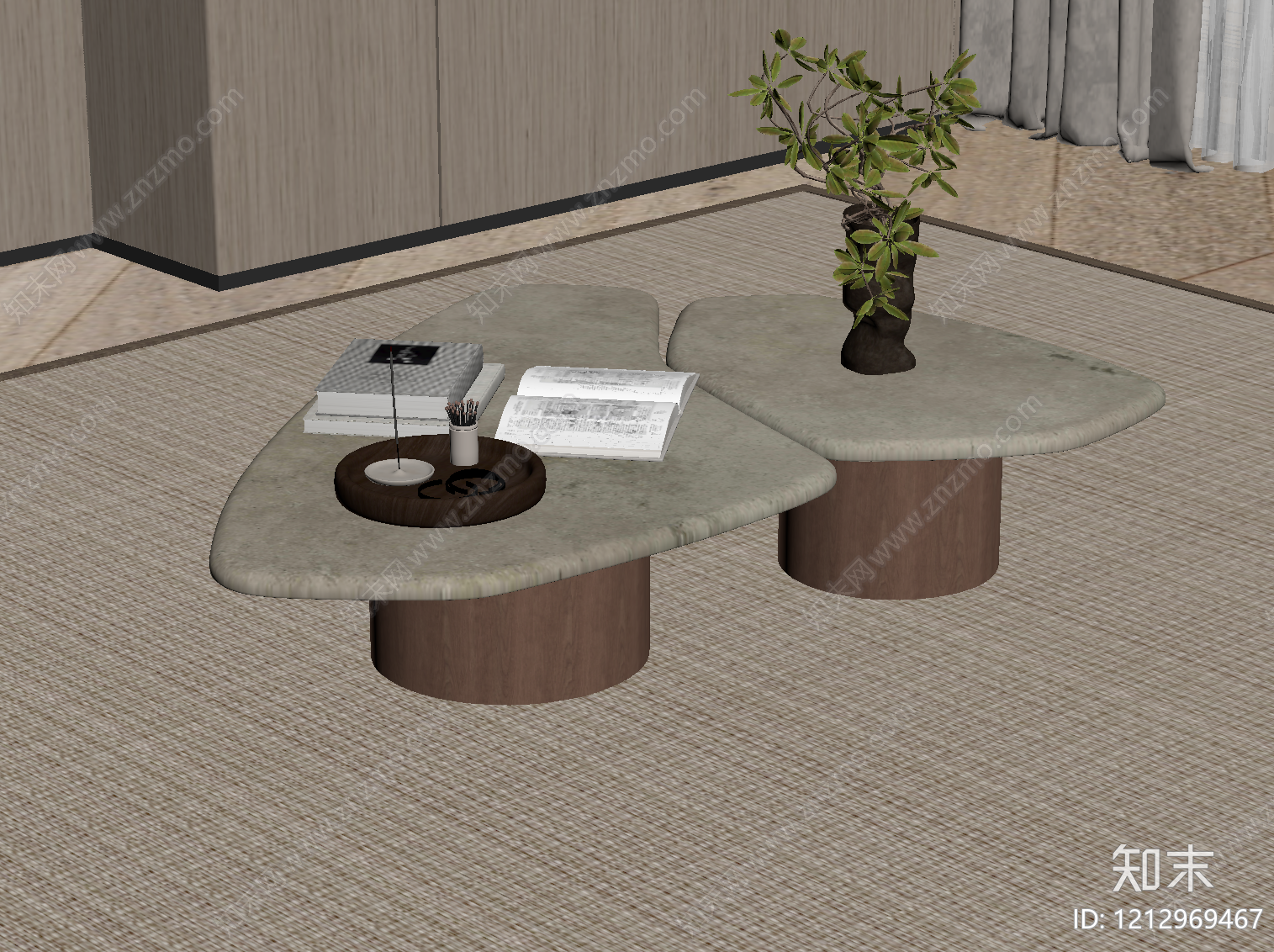侘寂茶几SU模型下载【ID:1212969467】