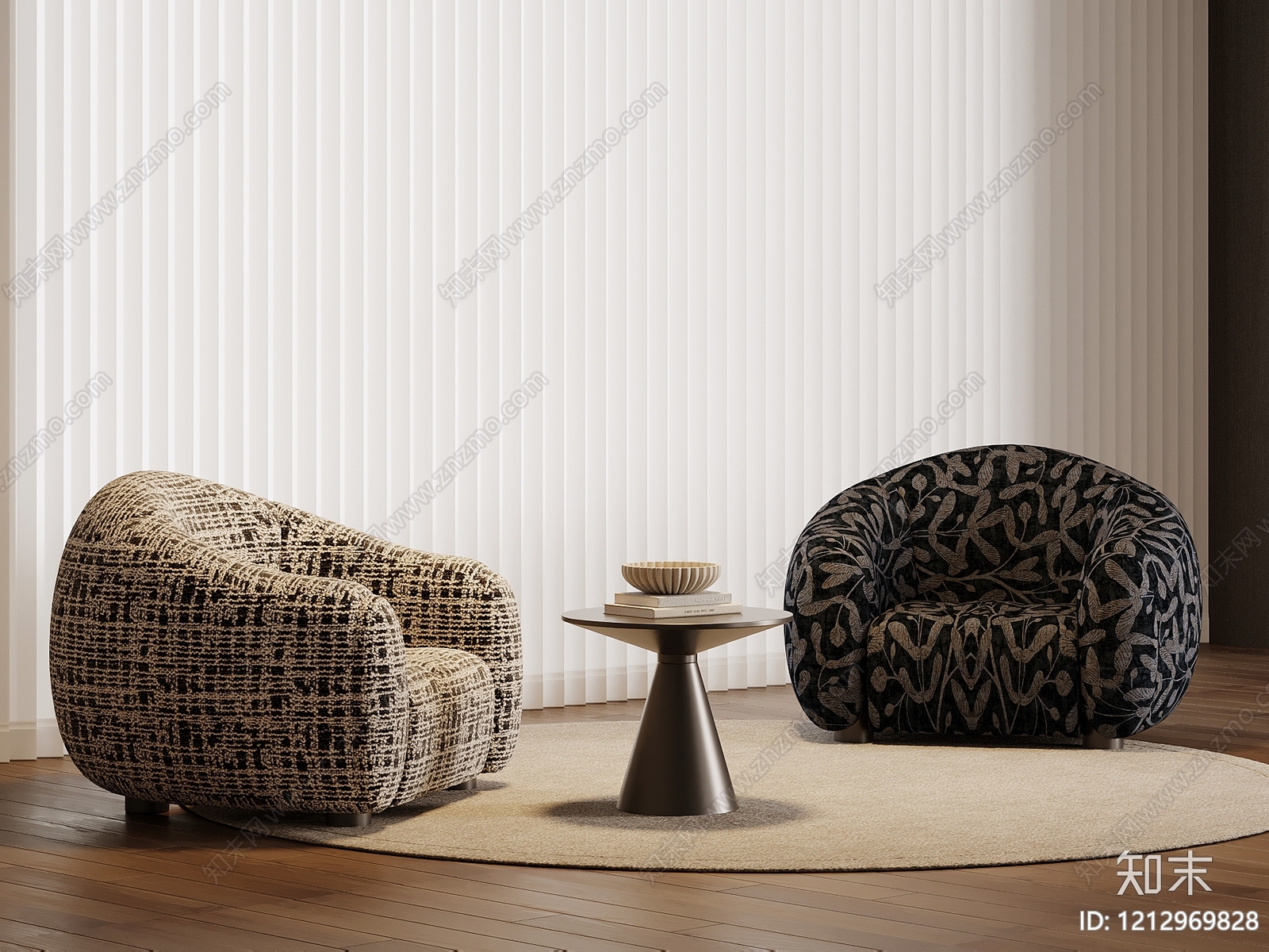 现代简约单人沙发3D模型下载【ID:1212969828】