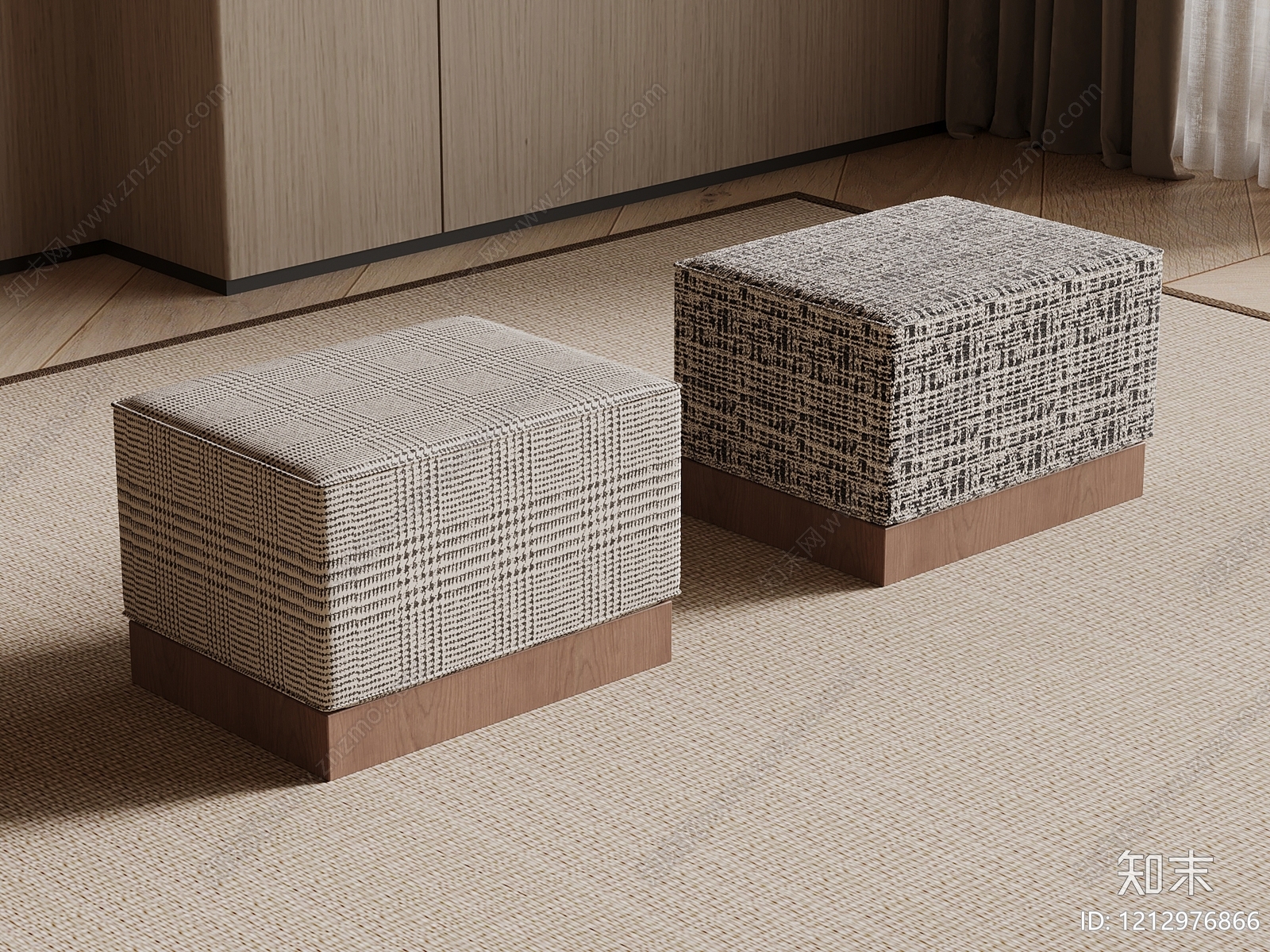 现代简约沙发凳3D模型下载【ID:1212976866】