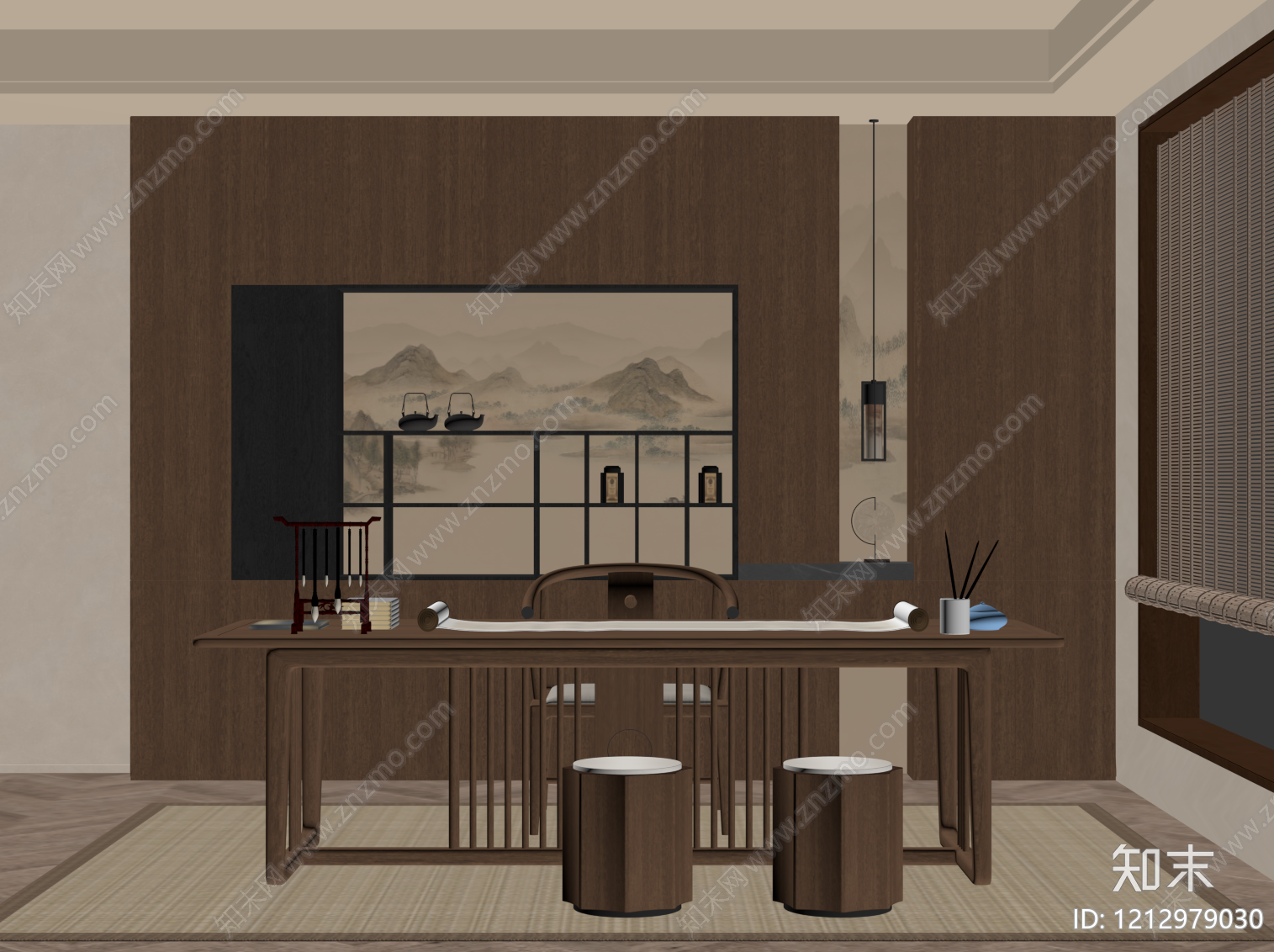 新中式茶室SU模型下载【ID:1212979030】