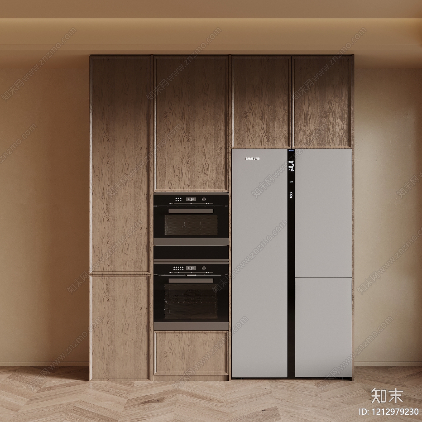 原木极简冰箱柜3D模型下载【ID:1212979230】