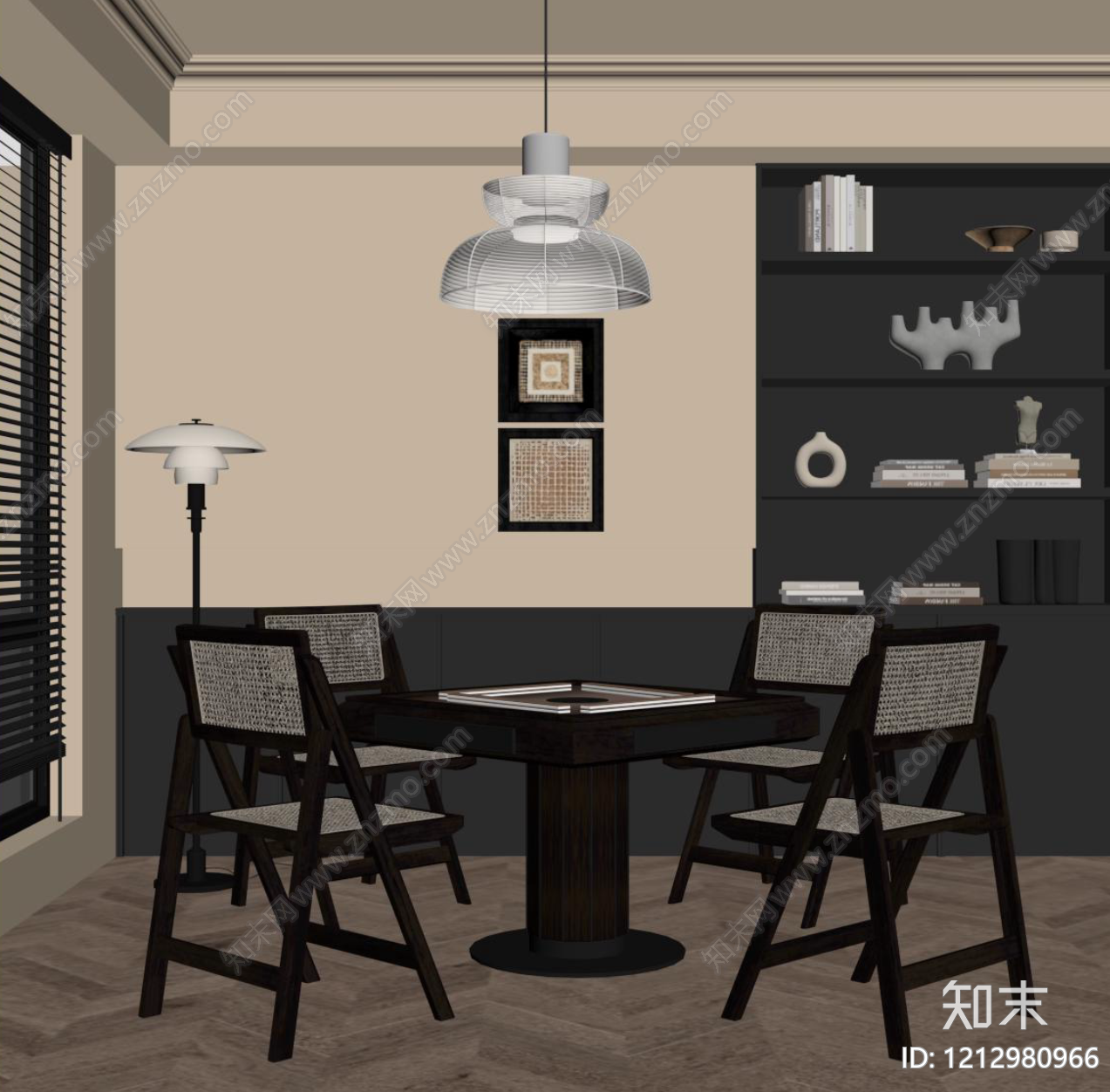 中古风棋牌室SU模型下载【ID:1212980966】