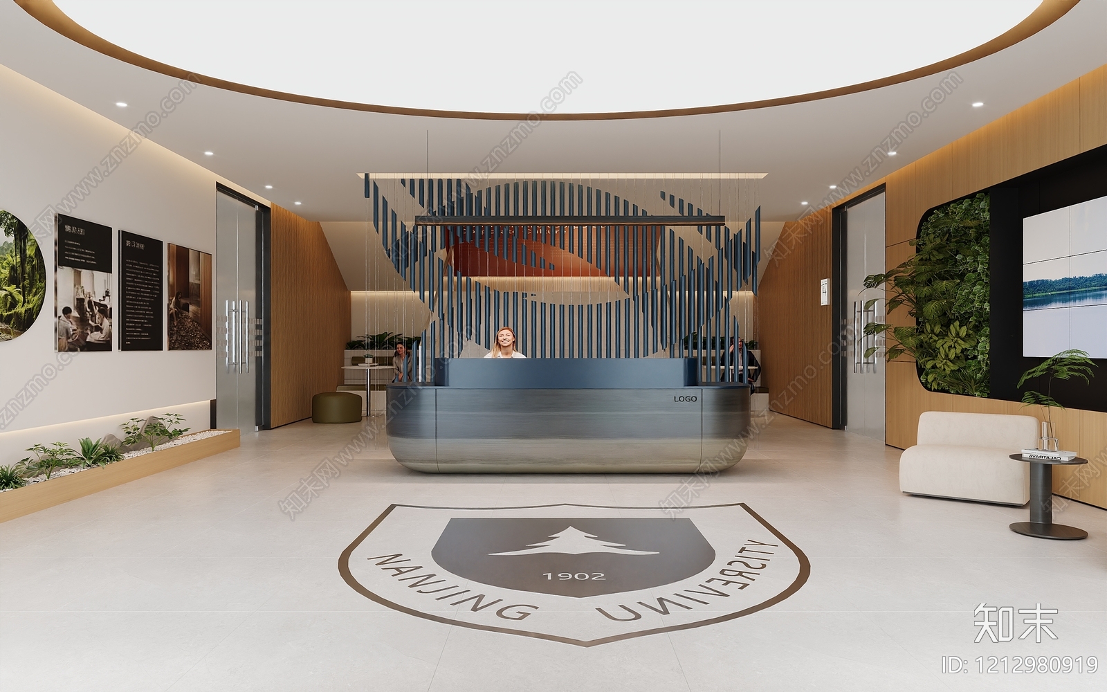 现代简约办公大厅3D模型下载【ID:1212980919】