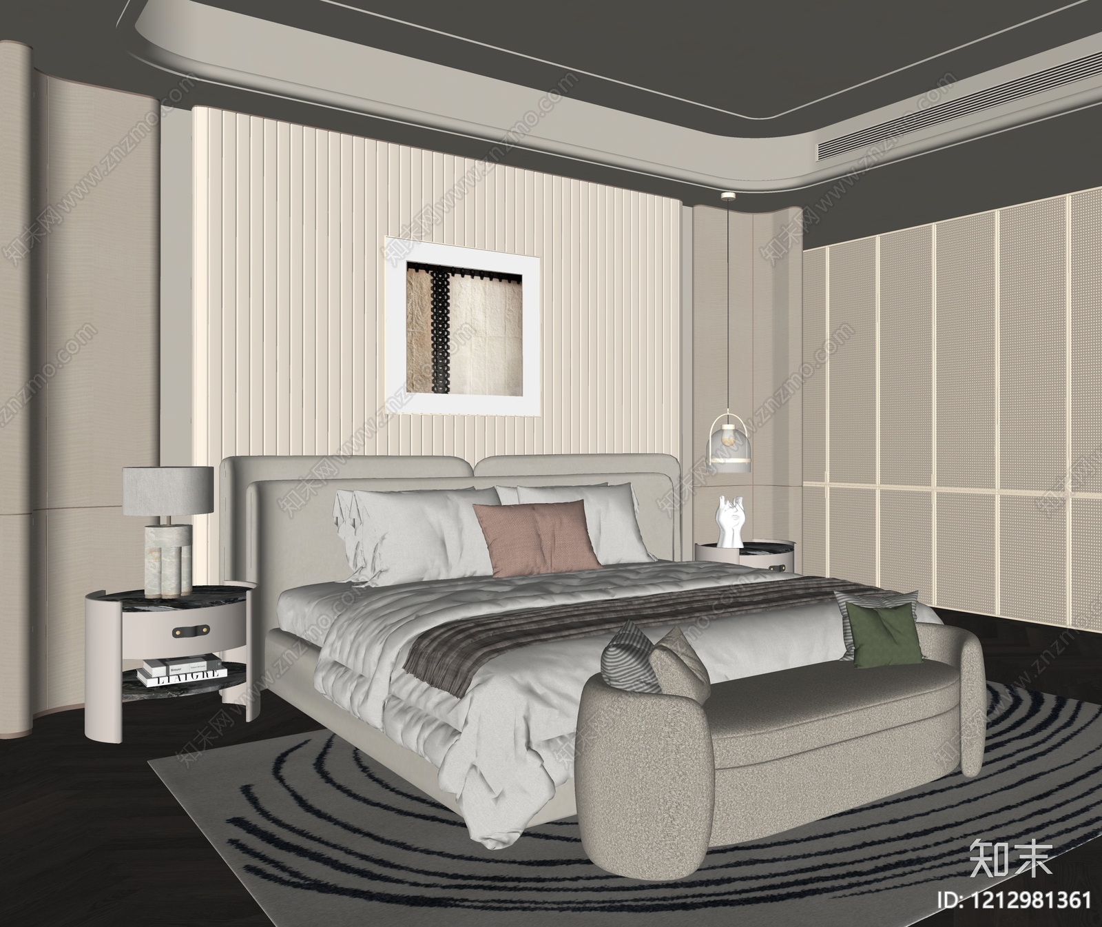 轻奢家居卧室SU模型下载【ID:1212981361】