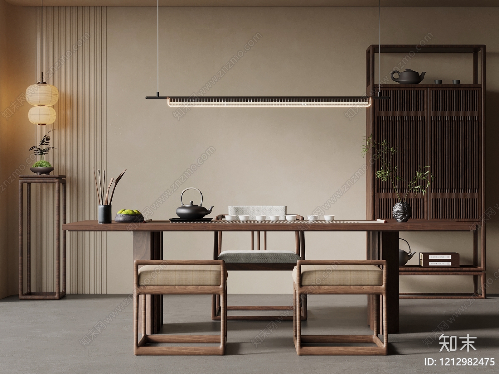 新中式茶室3D模型下载【ID:1212982475】