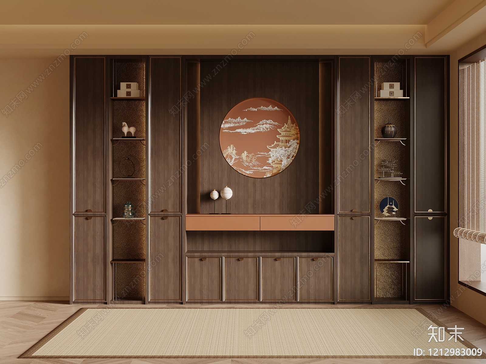 新中式书房3D模型下载【ID:1212983009】