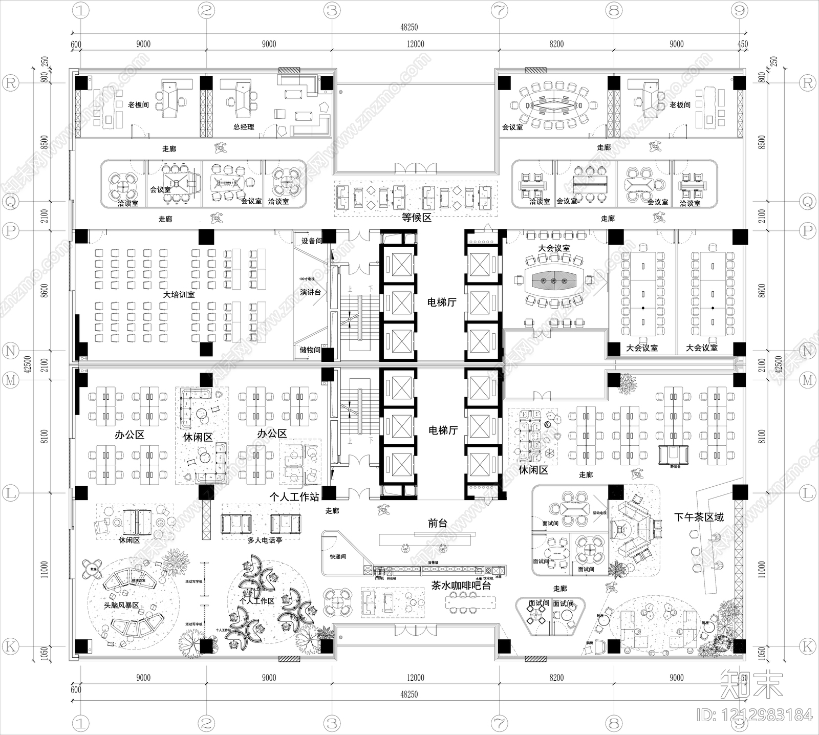 原木开放办公室施工图下载【ID:1212983184】