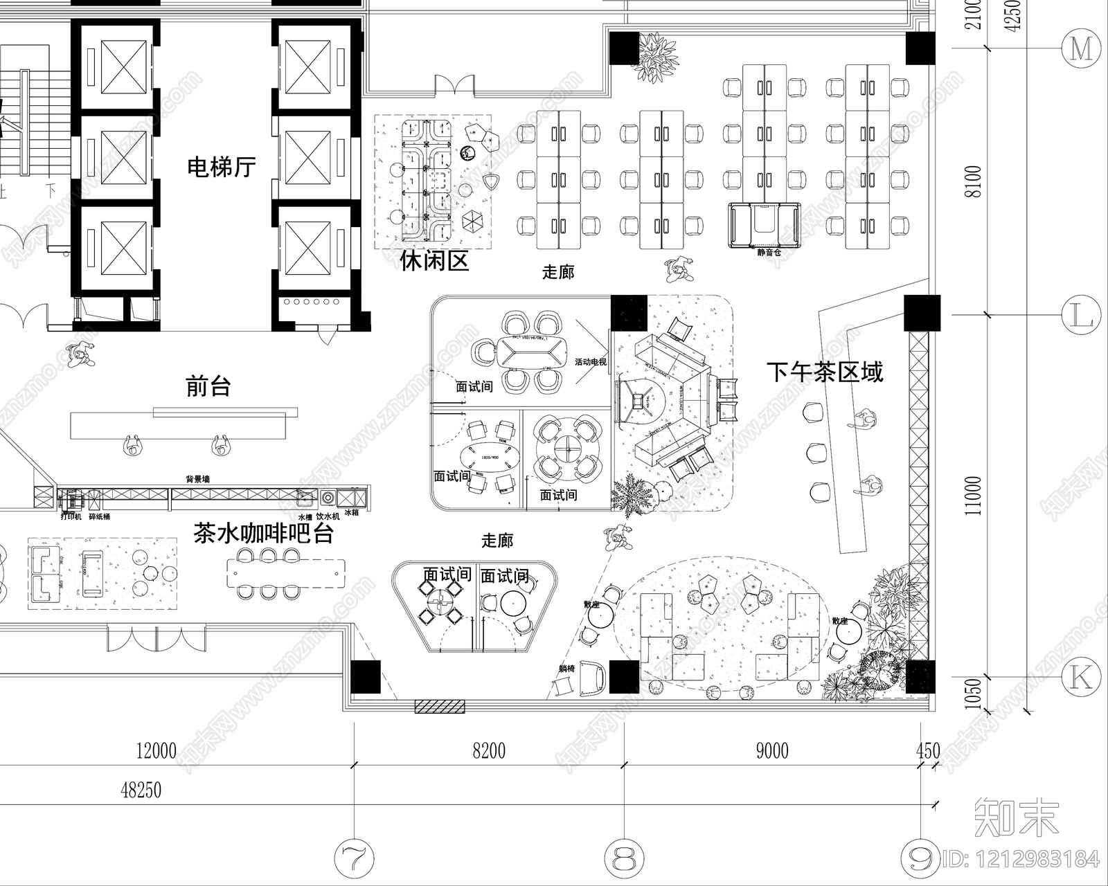 原木开放办公室cad施工图下载【ID:1212983184】