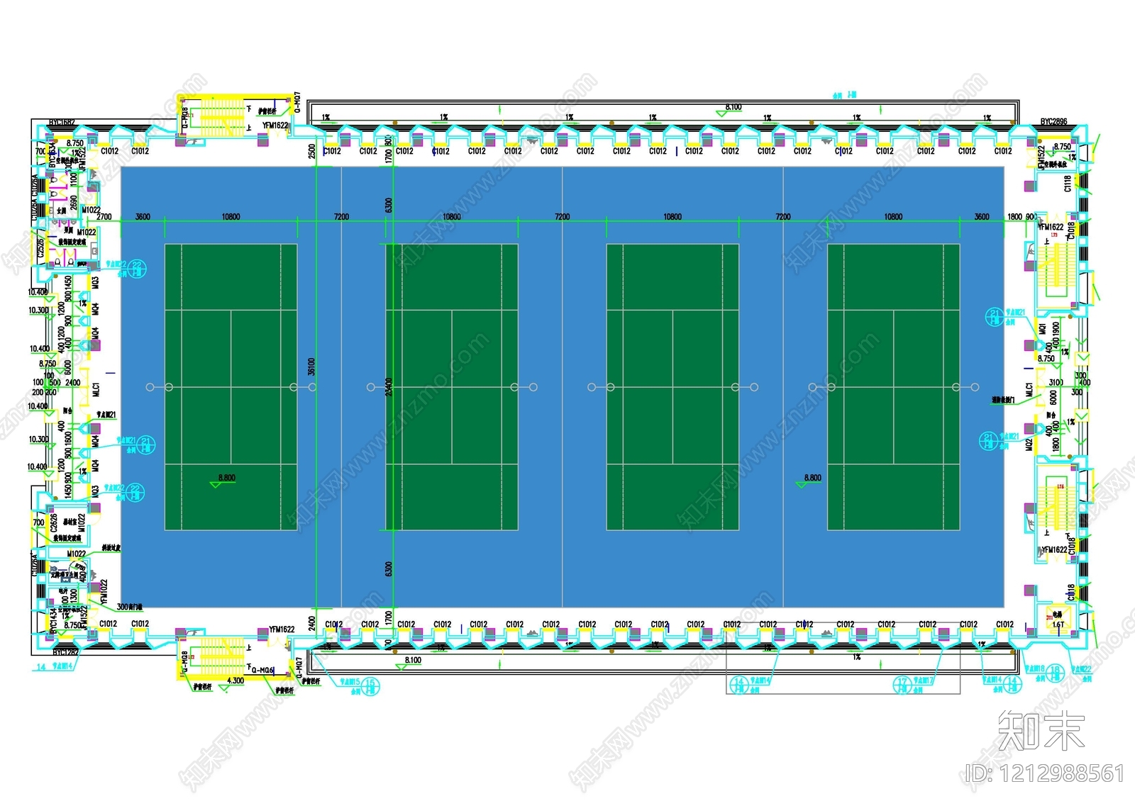 现代网球场施工图下载【ID:1212988561】