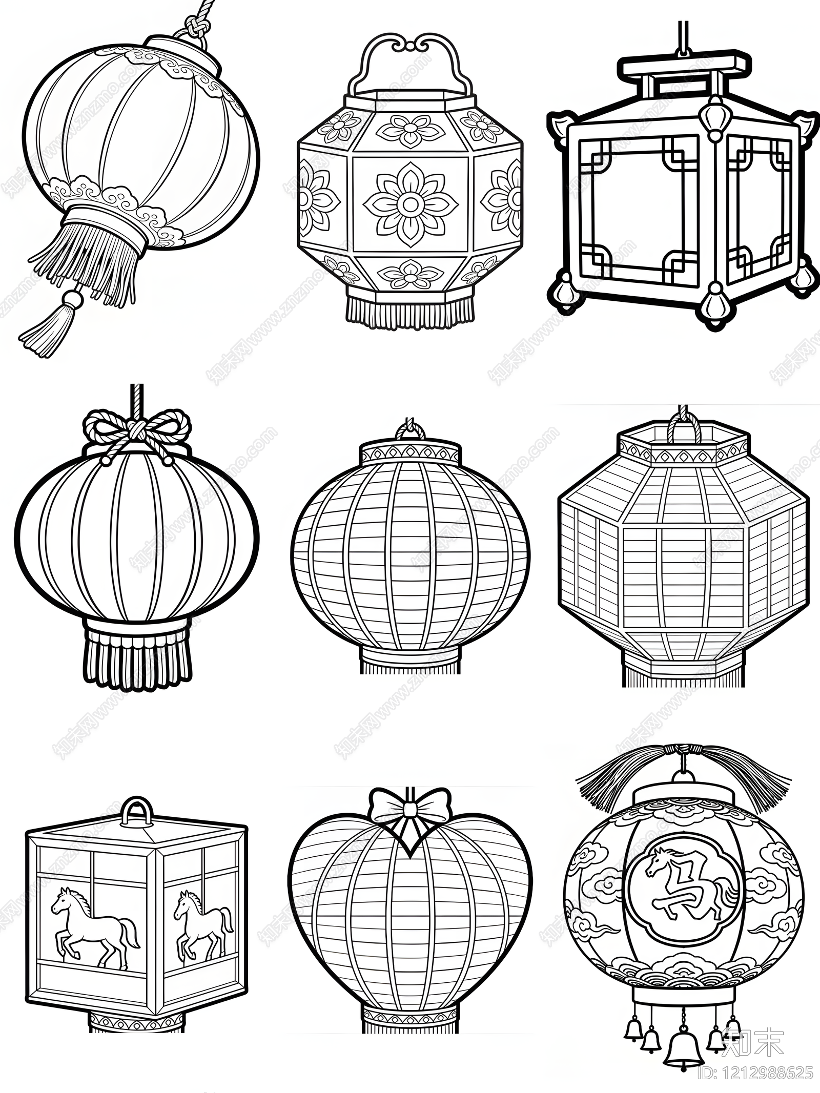 新中式灯具图库施工图下载【ID:1212988625】