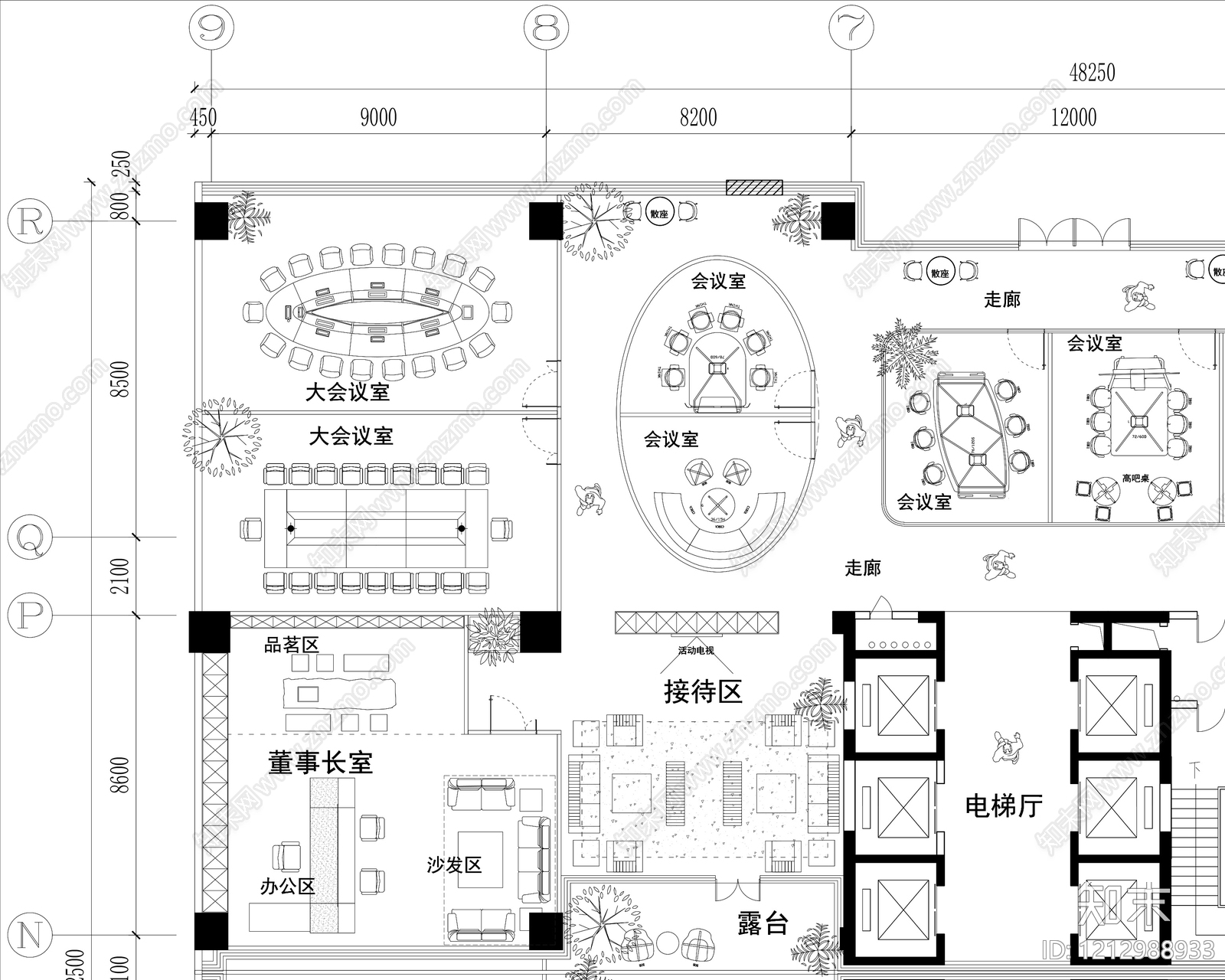 现代整体办公空间cad施工图下载【ID:1212988933】