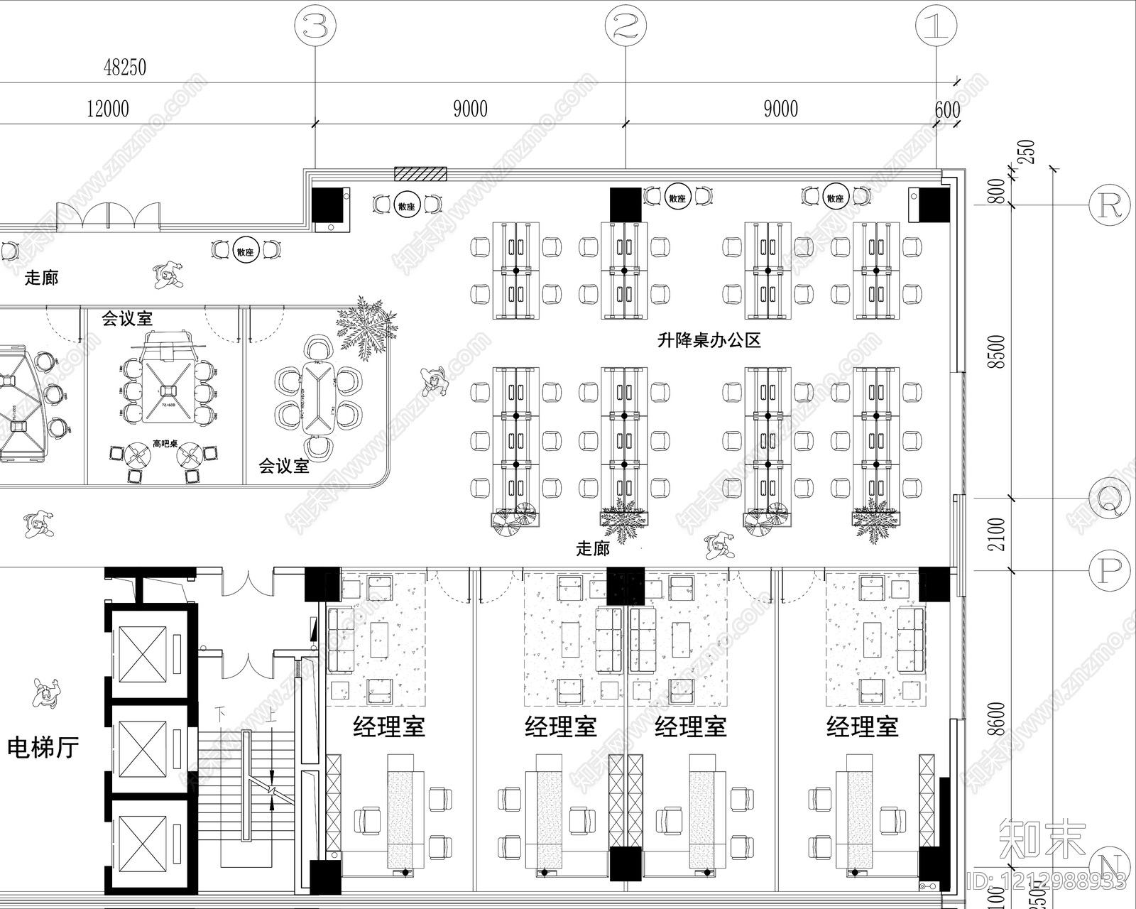 现代整体办公空间cad施工图下载【ID:1212988933】