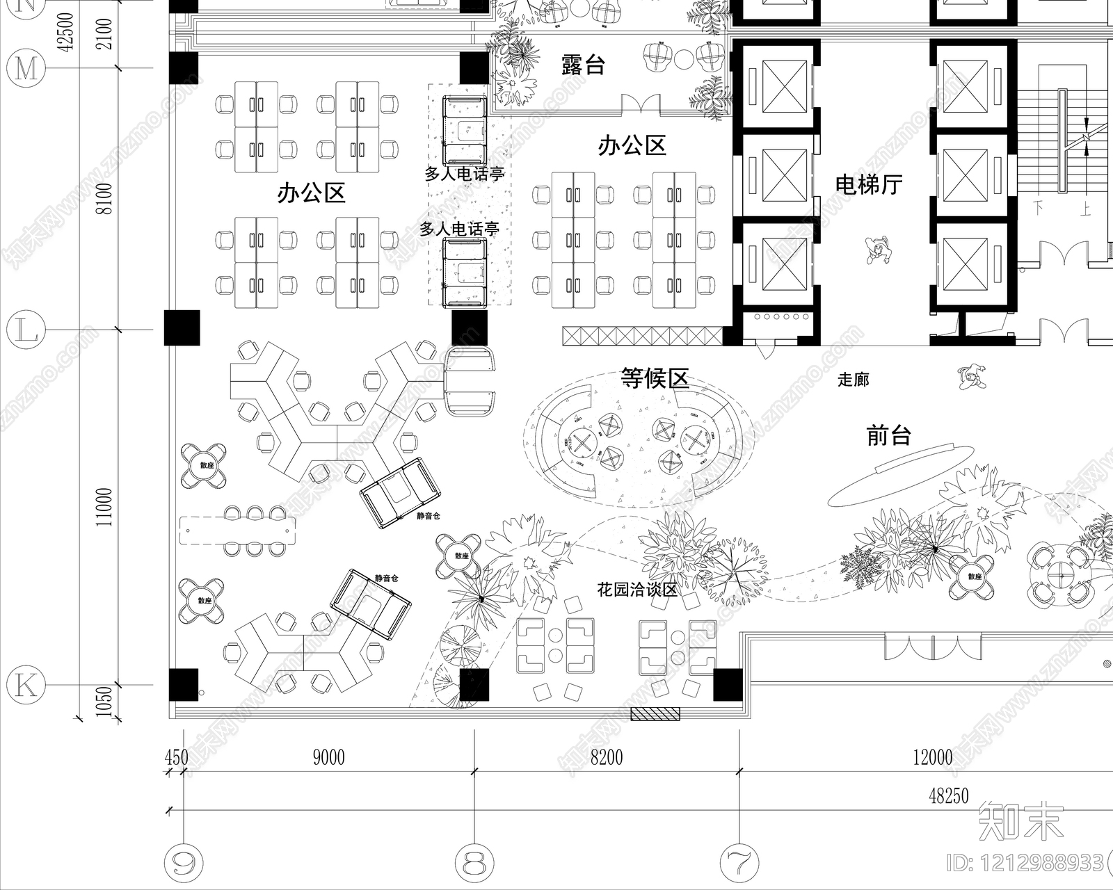 现代整体办公空间cad施工图下载【ID:1212988933】