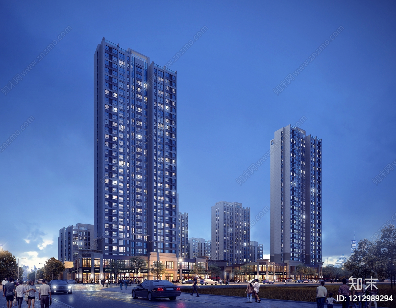 新中式高层住宅3D模型下载【ID:1212989294】