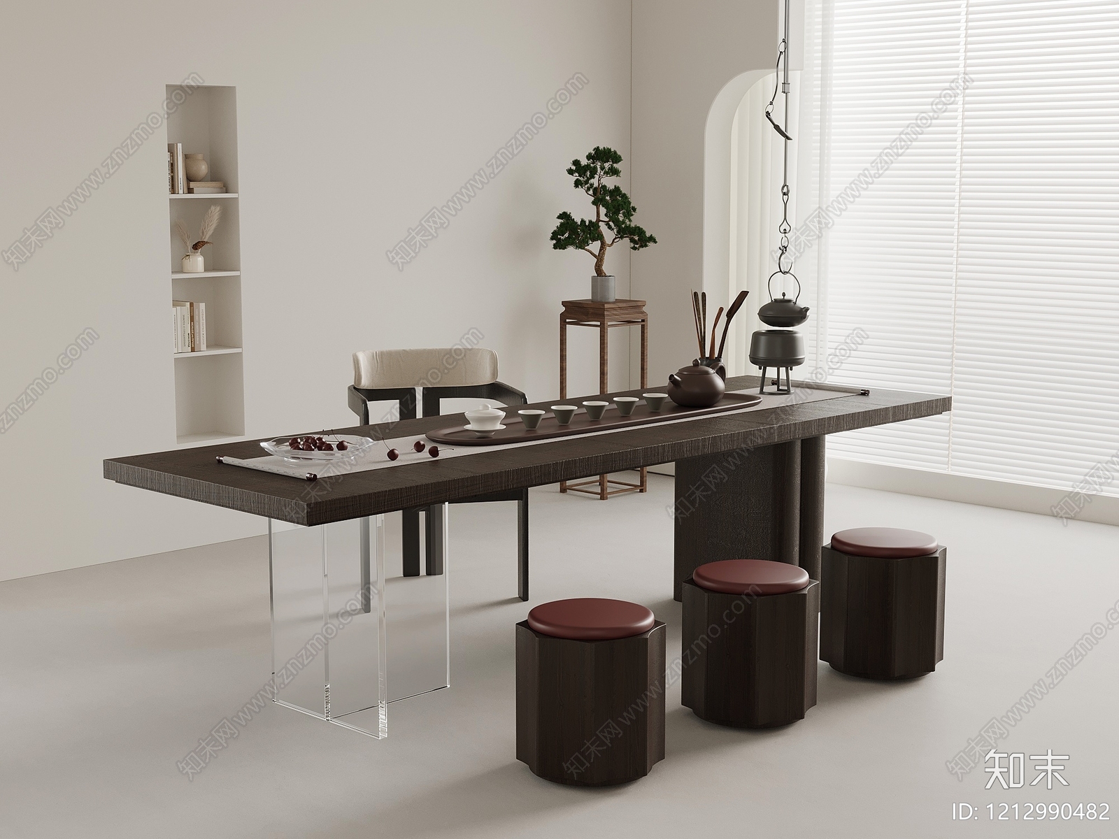 新中式茶桌椅3D模型下载【ID:1212990482】