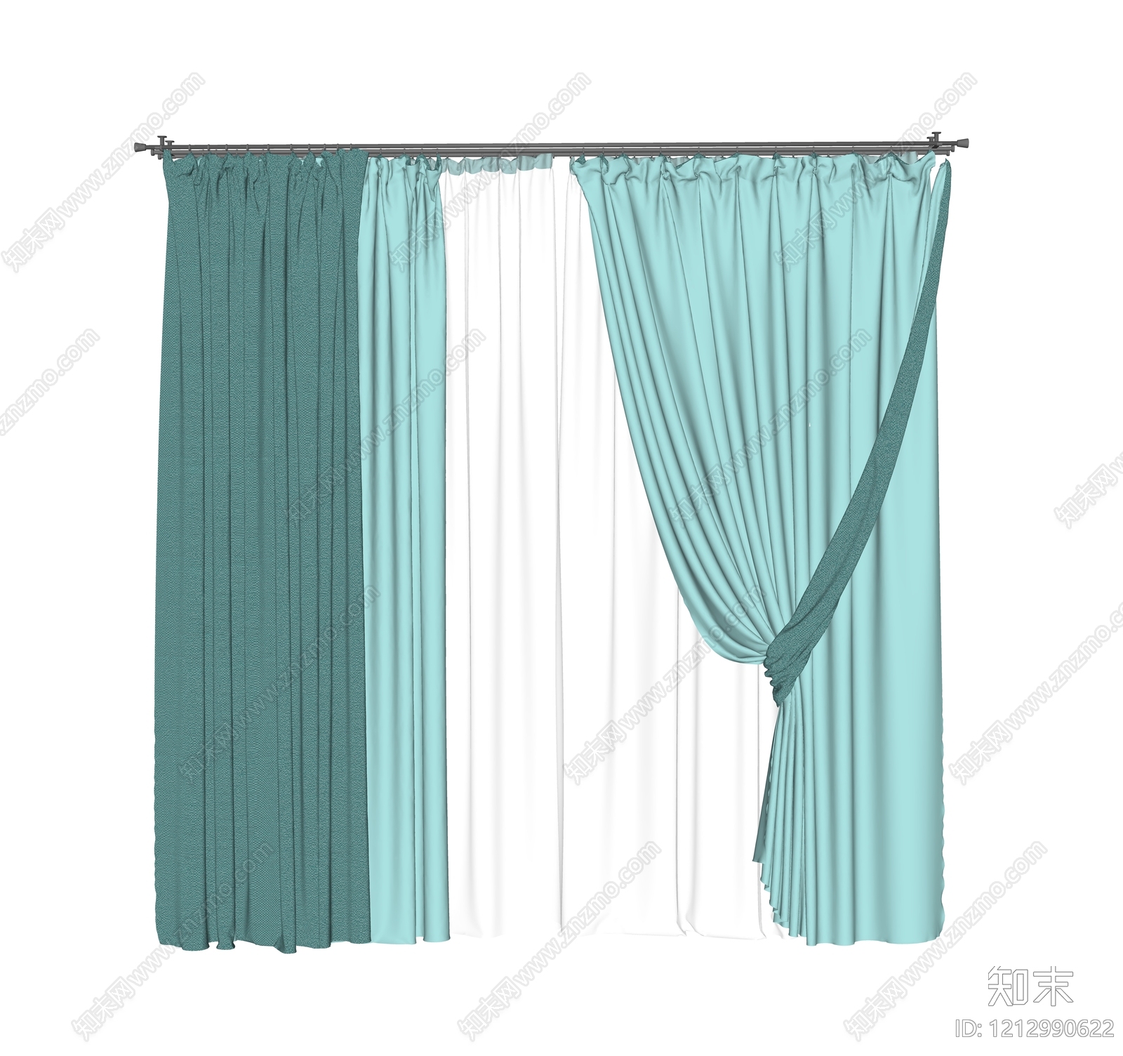 现代简约窗帘SU模型下载【ID:1212990622】