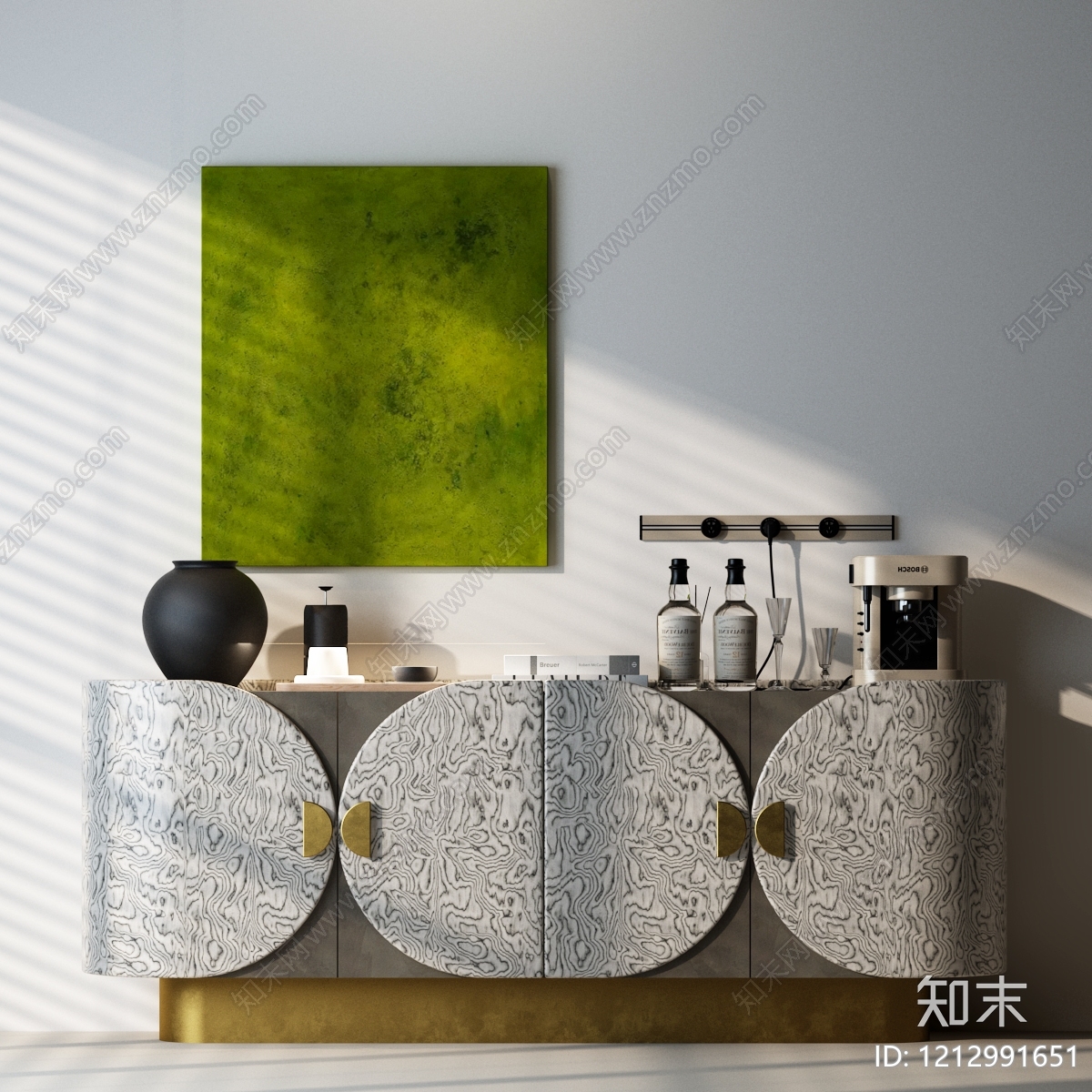 现代轻奢餐边柜SU模型下载【ID:1212991651】