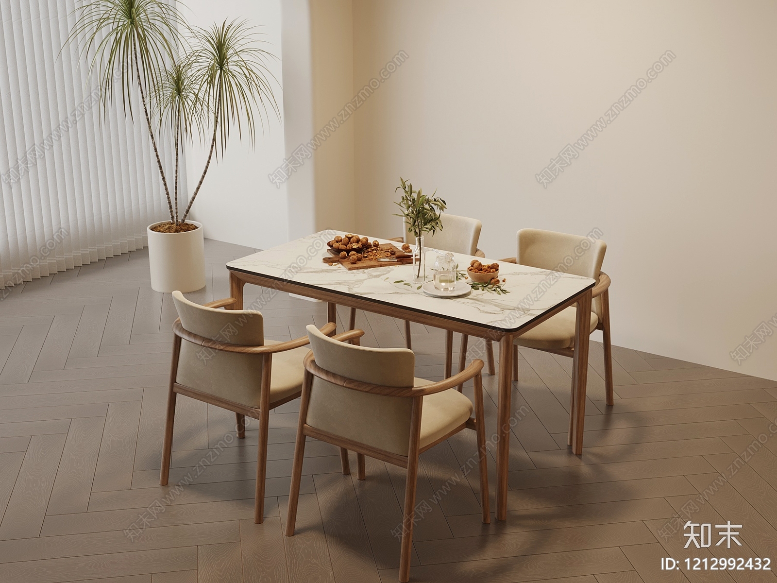 现代简约餐桌椅3D模型下载【ID:1212992432】