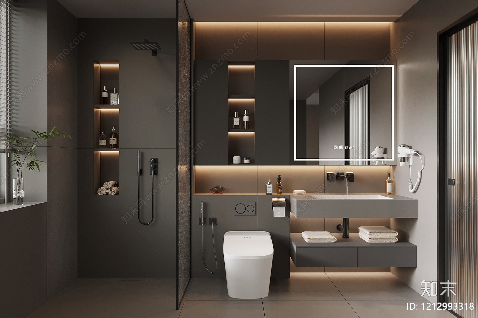 极简卫生间3D模型下载【ID:1212993318】