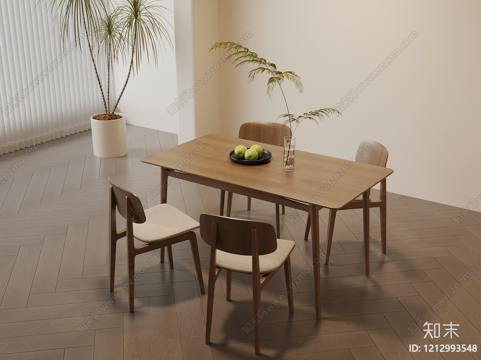 日式餐桌椅3D模型下载【ID:1212993548】