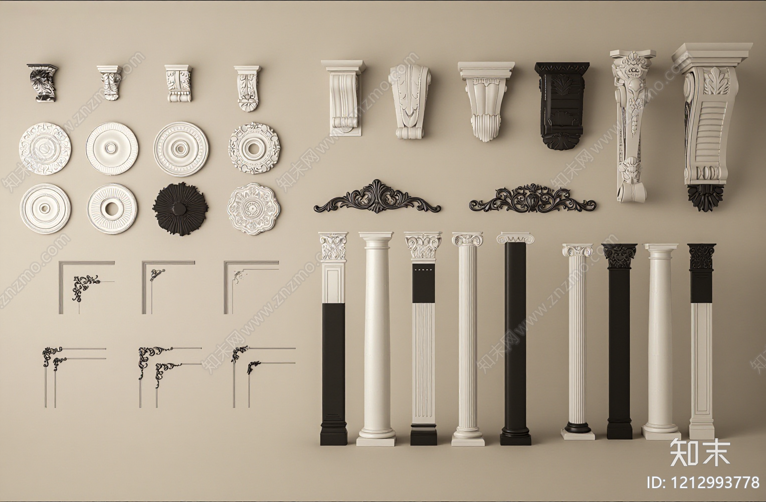 欧式古典雕花SU模型下载【ID:1212993778】