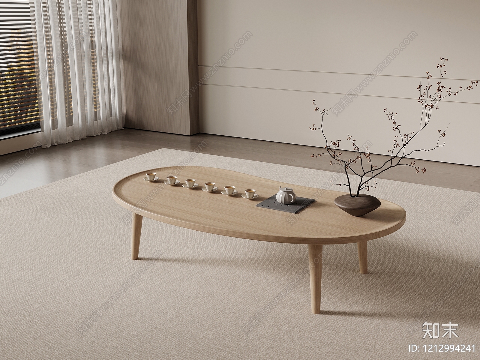 新中式茶几3D模型下载【ID:1212994241】