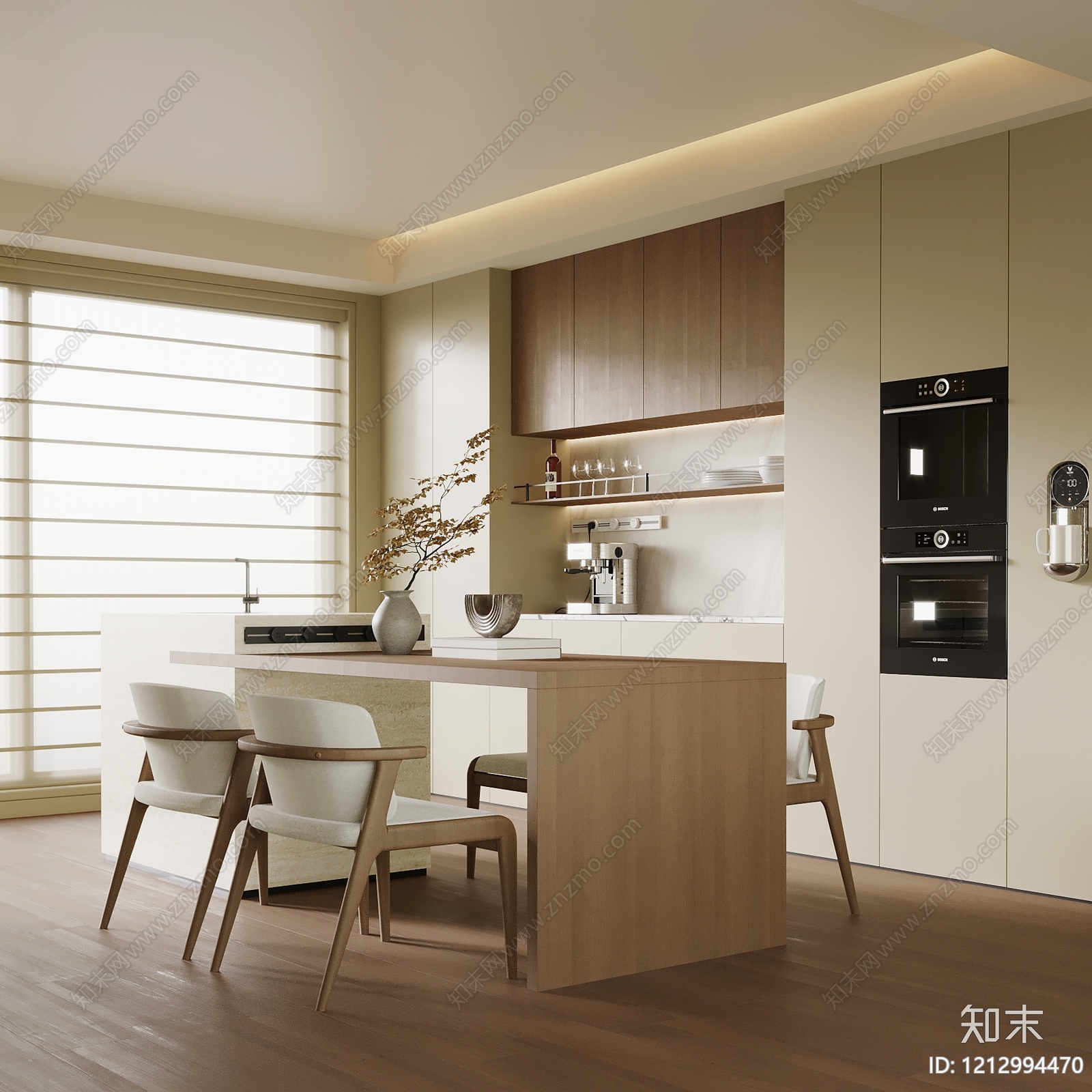 奶油风家居餐厅SU模型下载【ID:1212994470】