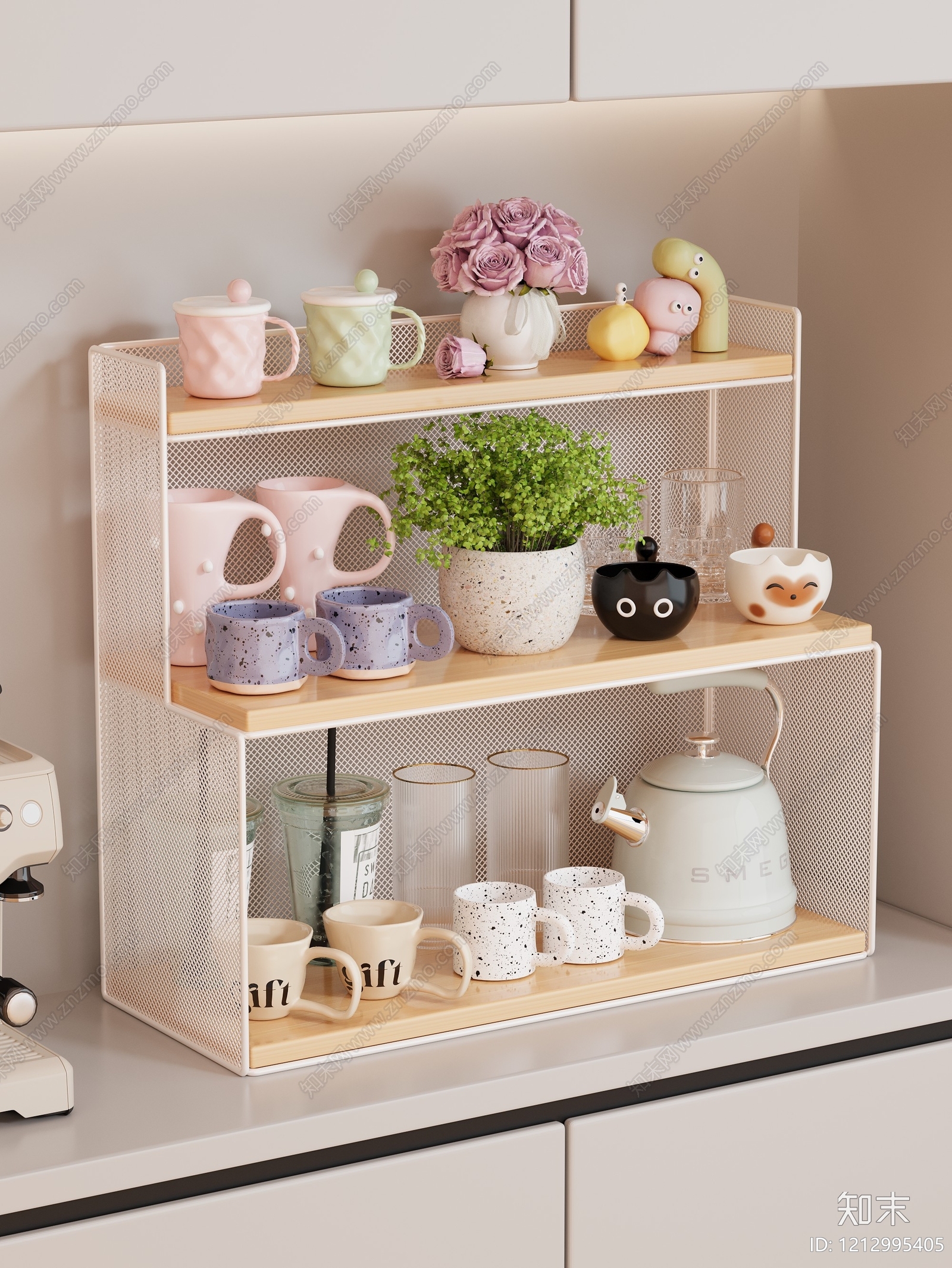 奶油风厨房用品3D模型下载【ID:1212995405】