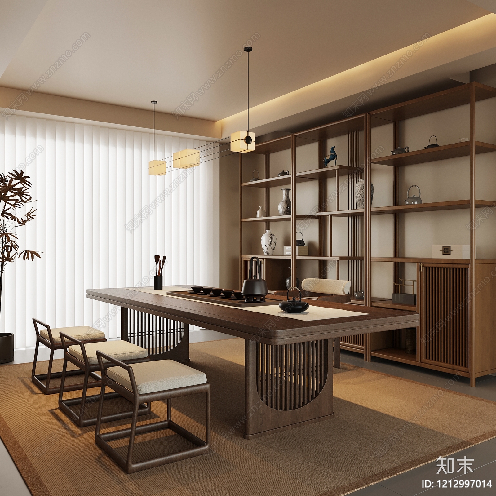 新中式茶室3D模型下载【ID:1212997014】