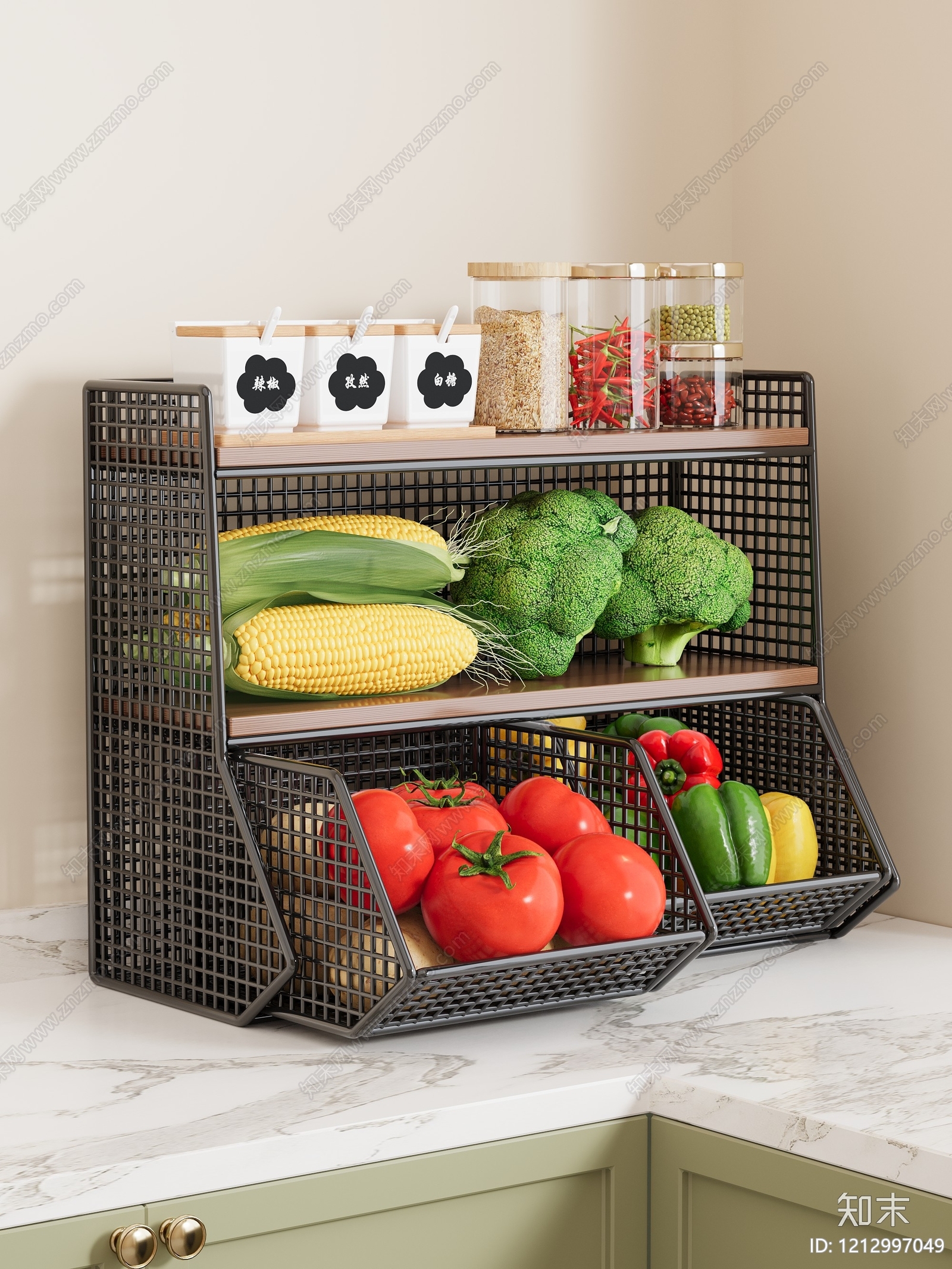 奶油风厨房用品3D模型下载【ID:1212997049】