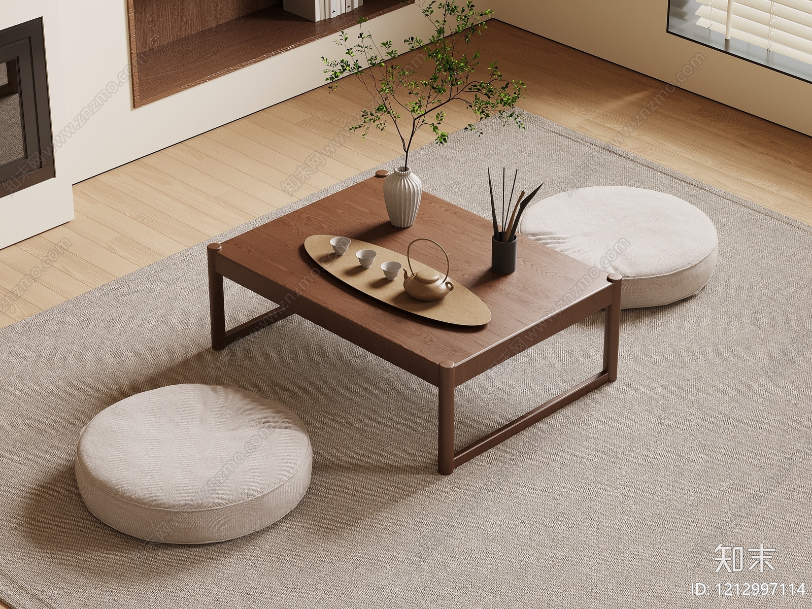 日式茶桌椅3D模型下载【ID:1212997114】