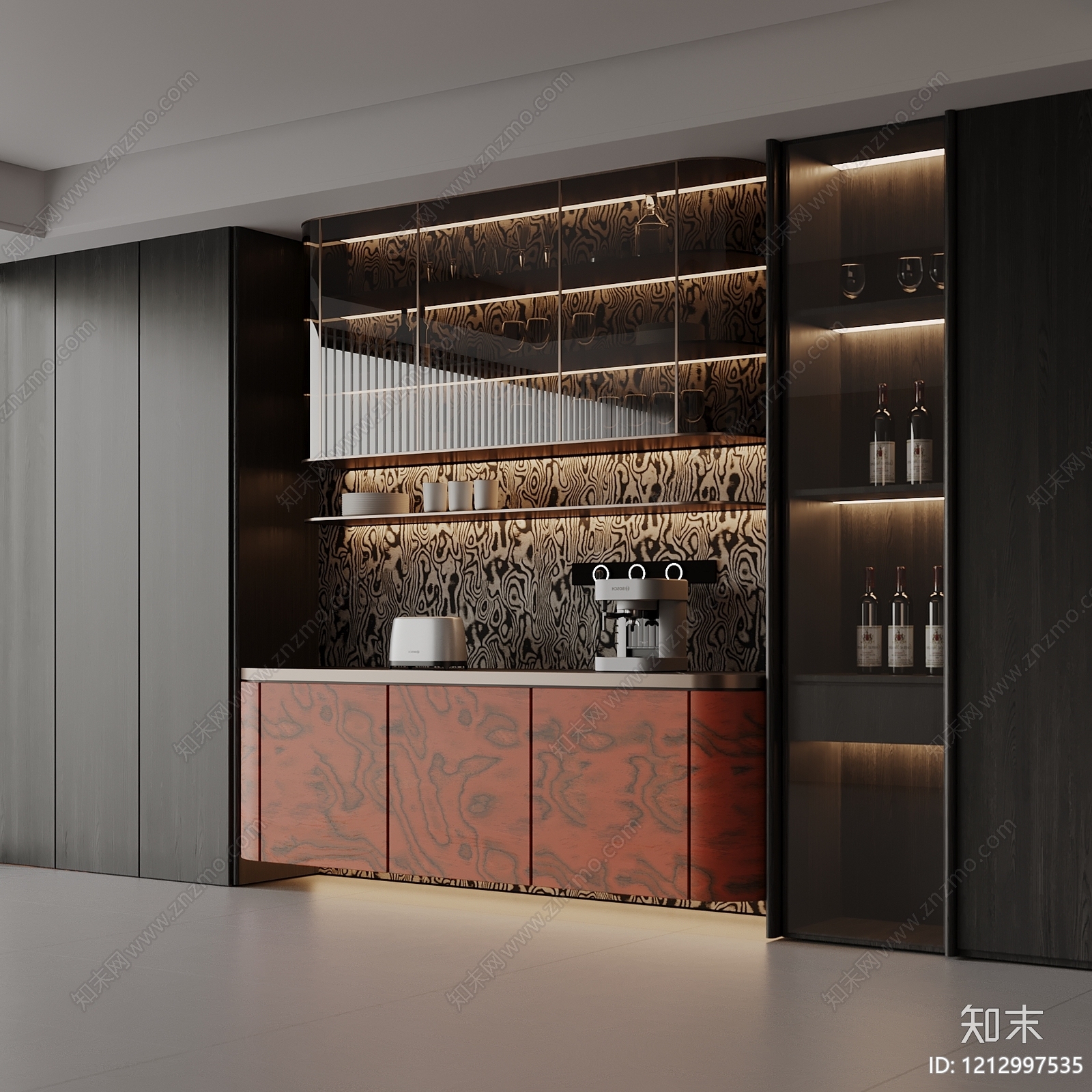 现代极简岛台餐厅3D模型下载【ID:1212997535】