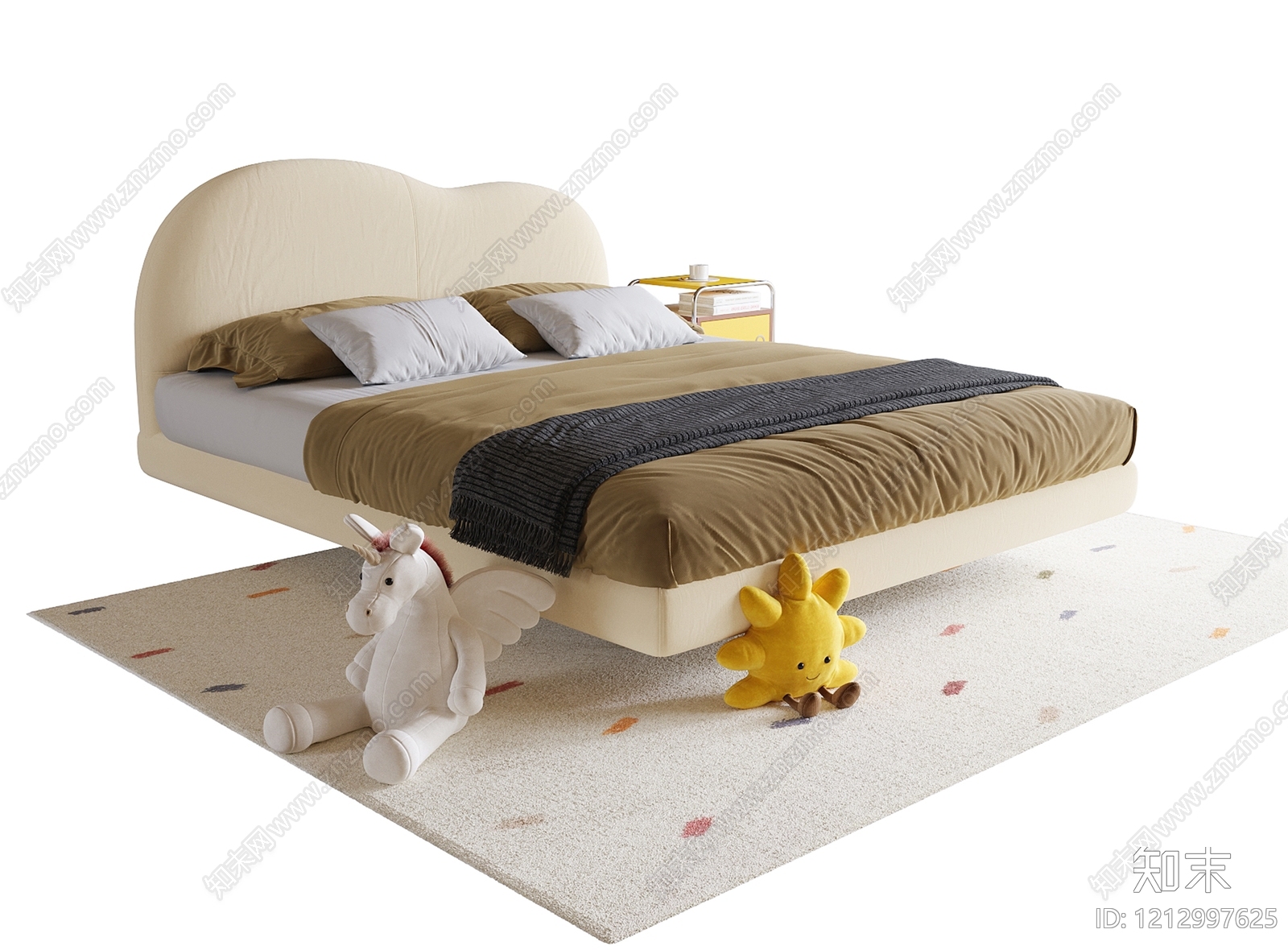 奶油风儿童床3D模型下载【ID:1212997625】
