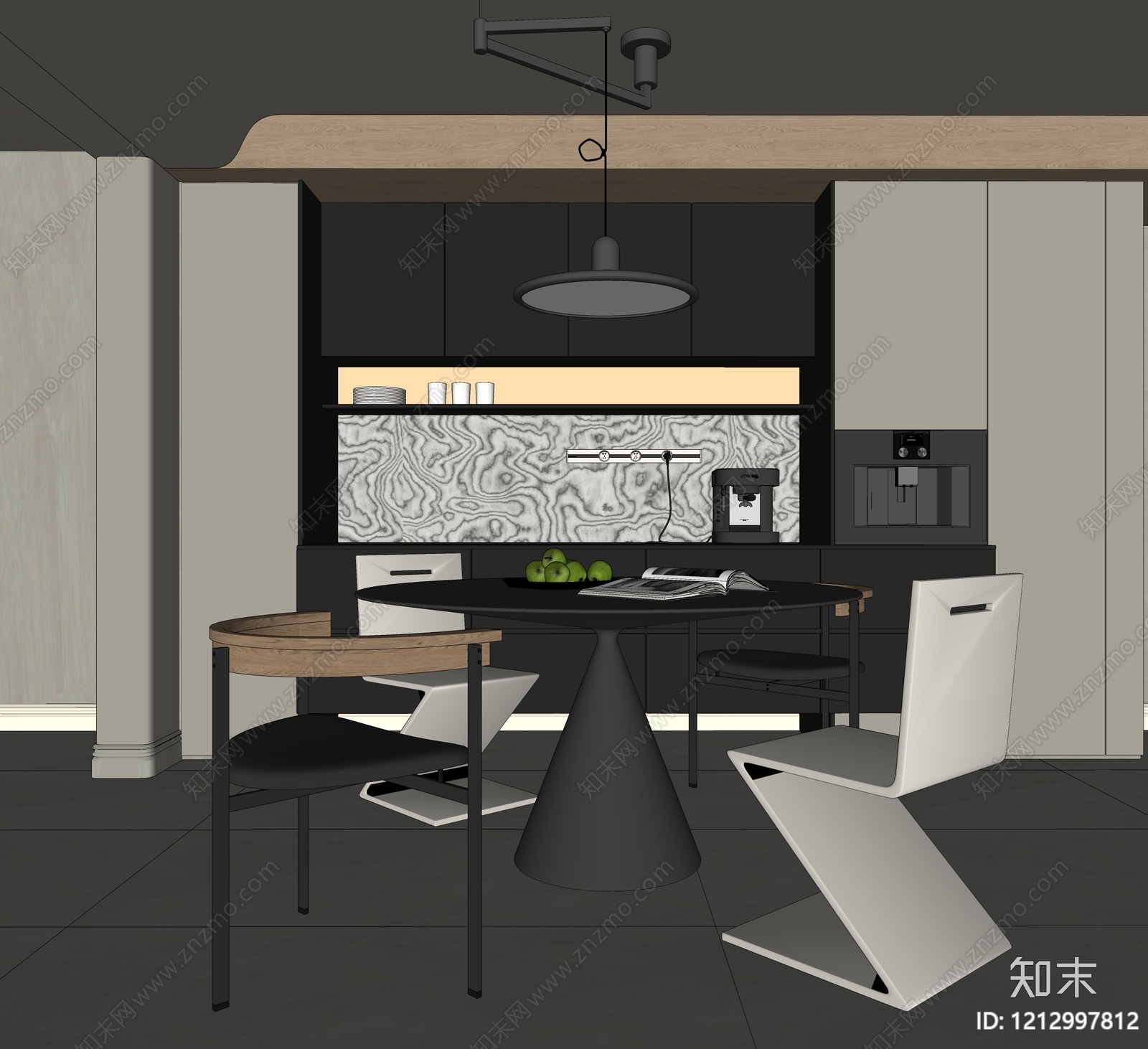 极简家居餐厅SU模型下载【ID:1212997812】